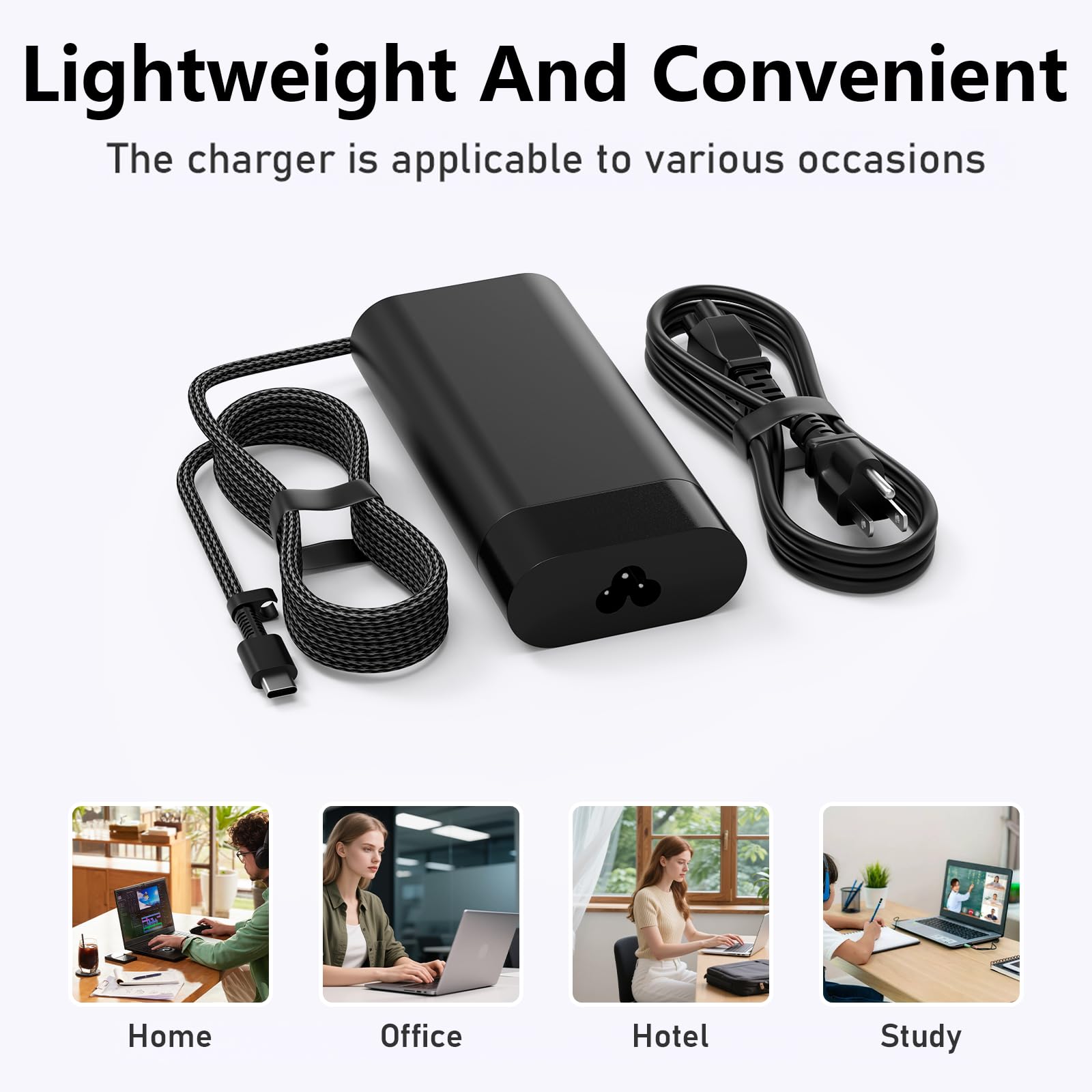 Caricabatterie USB-C da 100 W compatibile con laptop HP OmniBook 7 X Series, OmniBook 7/X 13,3", 14", 16", 17,3" pollici Next Gen AI (13-bg/14-fs/16-az/17-dc/17-dd), con cavo di alimentazione lungo e