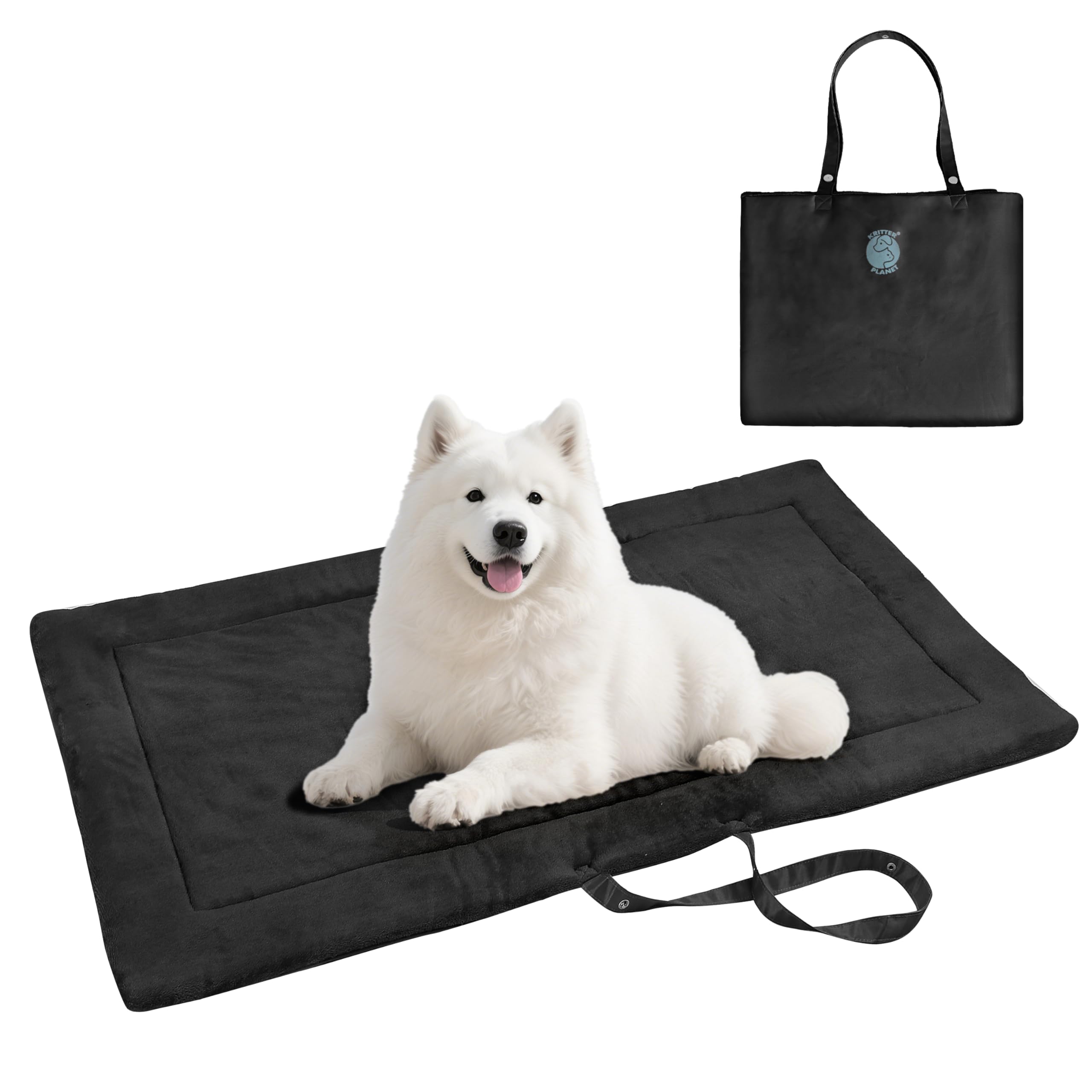 Pawsse Wasserdicht Hundedecke für Unterwegs 127 x 70cm, Outdoor Hundematte Waschbar Hundekissen zum Mitnehmen, Faltbare Hundebett für Reise Auto Camping, Schwarz