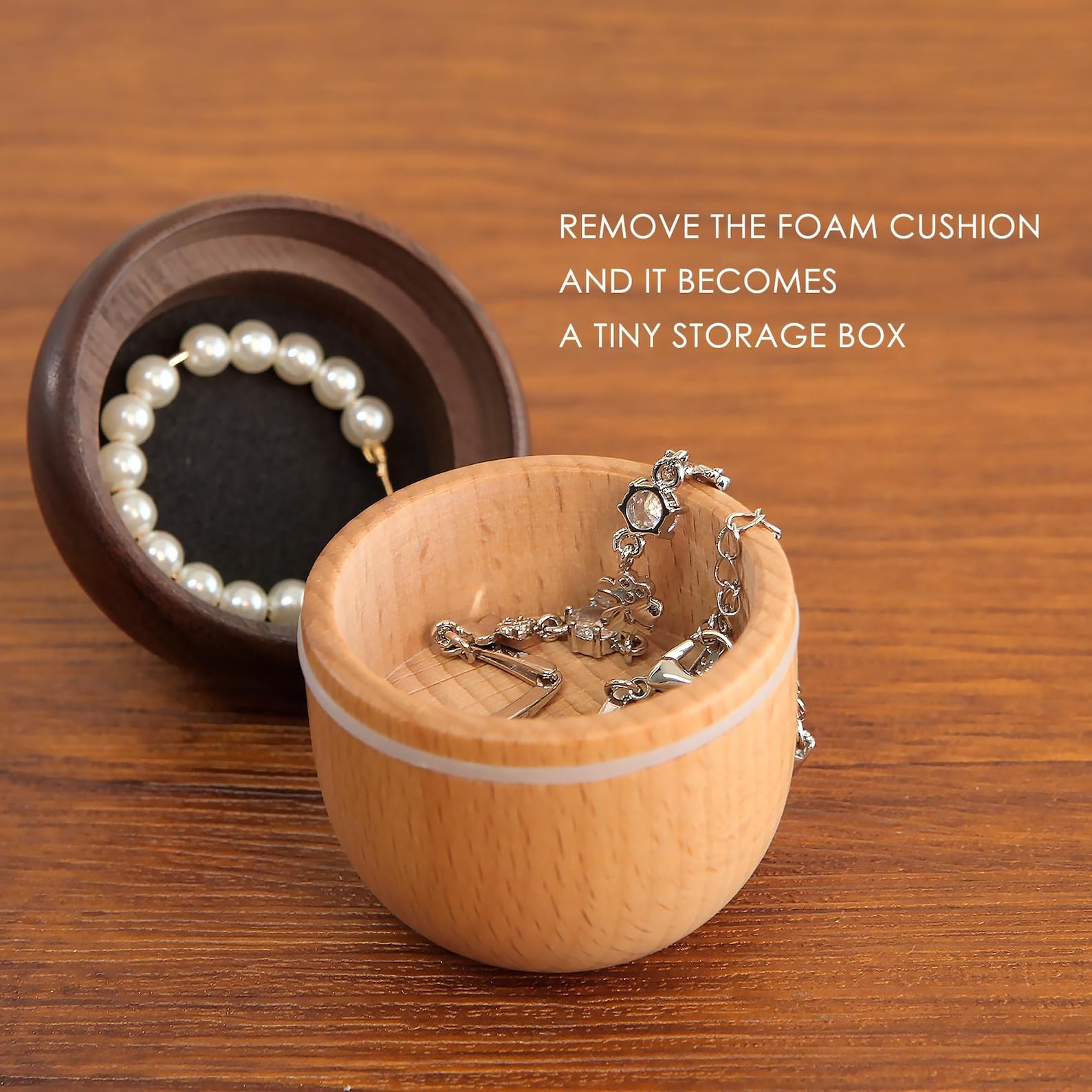 1 boîte à bijoux en bois pour elle, cadeau de mariage, bague de demande en mariage, anniversaire de mariage pour lui et elle