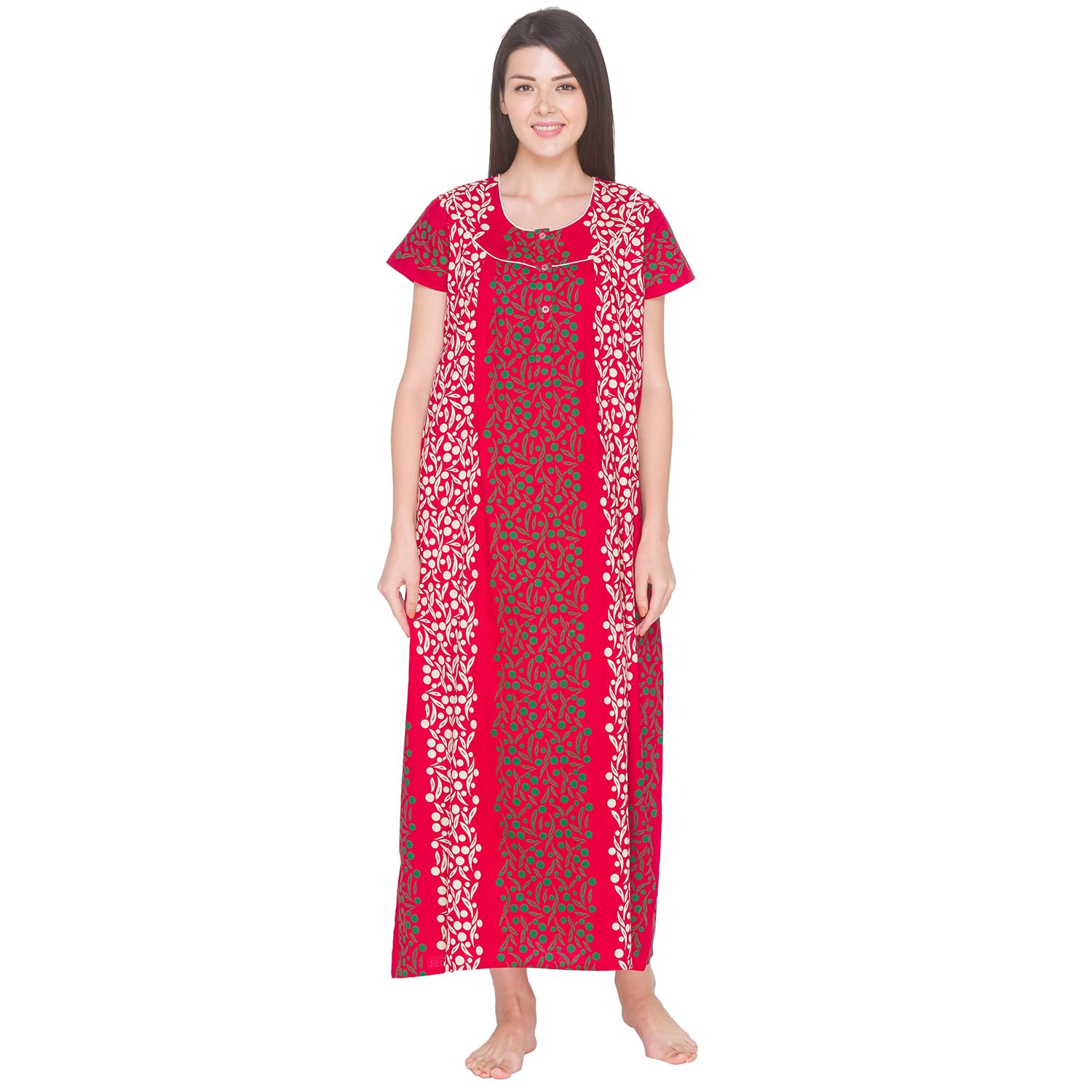 av2 Women's Cotton Striped Maxi Maternity & Feeding Nighty-picture-3