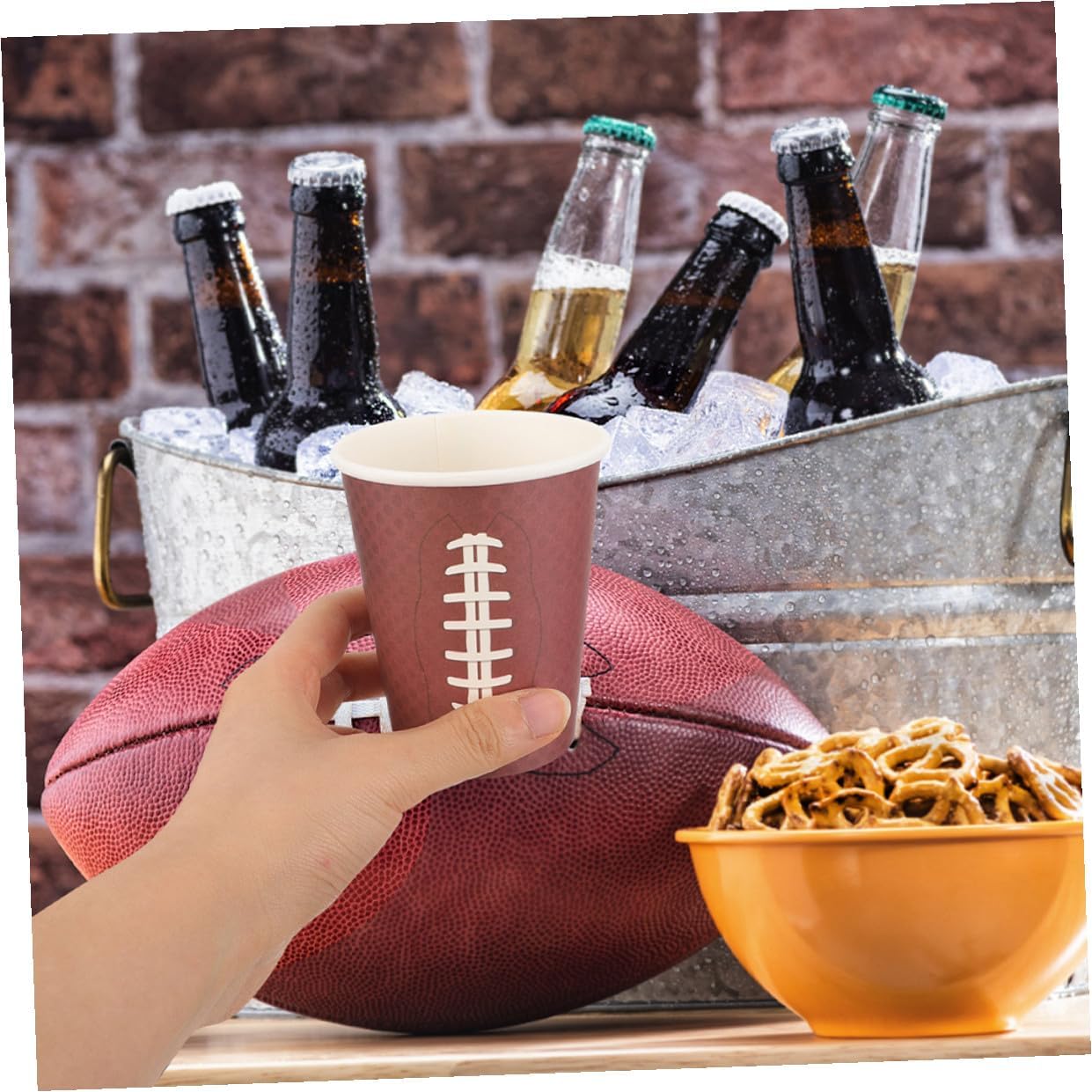 Garneck 48pcs Rugby Themed Thicken Paper Cups Disposable Coffee Juice Drinking Cups for Sports Events Outdoor Parties and Birthday Celebrations