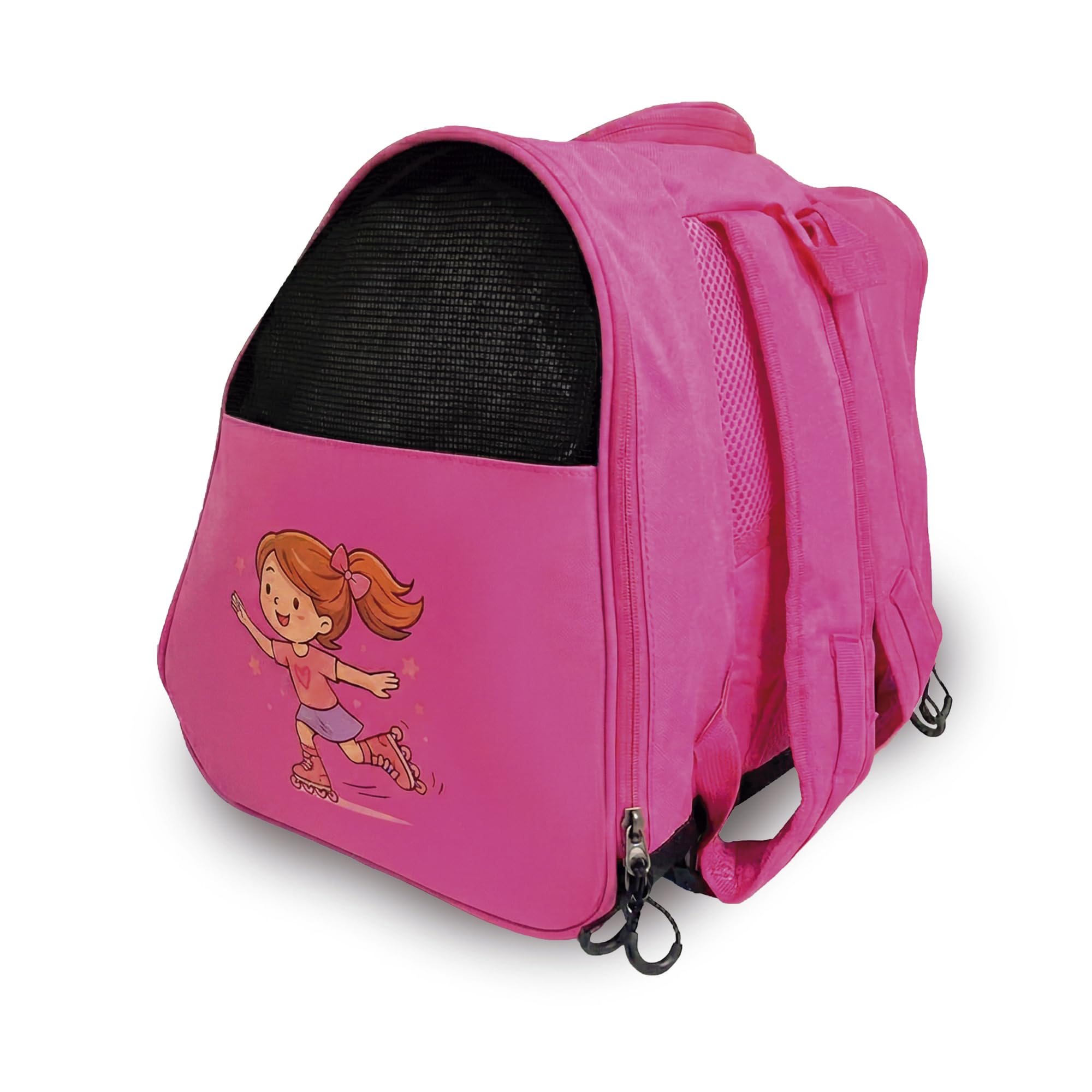 DOJA Barcelona Borsa Pattini in Linea Bambini - Rosa - Regolabile, Borsone Pattinaggio Artistico, Ruote e Protezioni in Tessuto Robusto, Borsa Pattini Rotelle, Copripattini Pattinaggio Rotelle