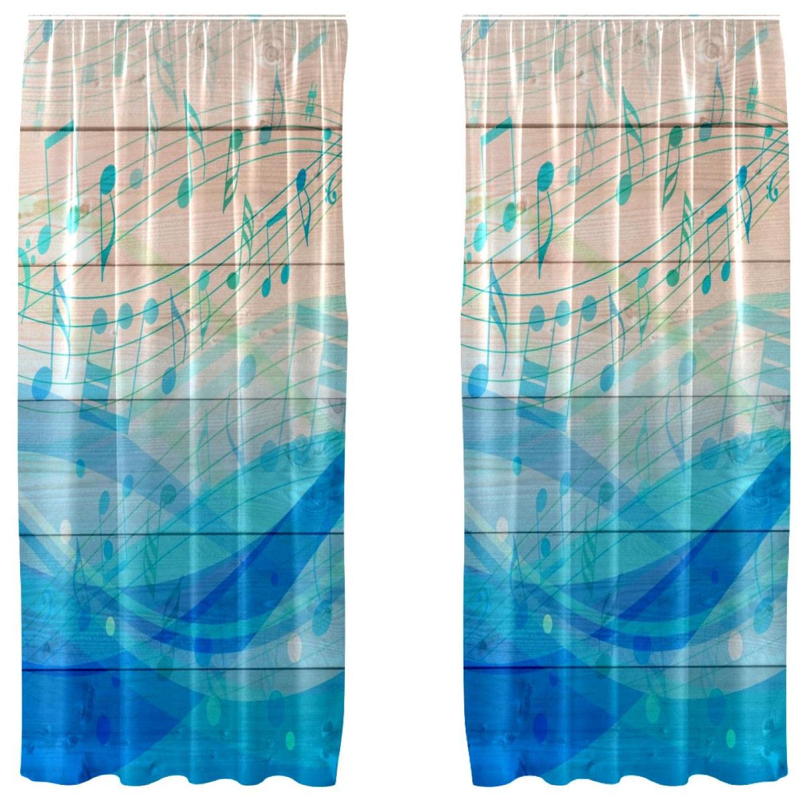 Cortinas de madera y notas musicales juego de 2 paneles aislantes para dormitorio