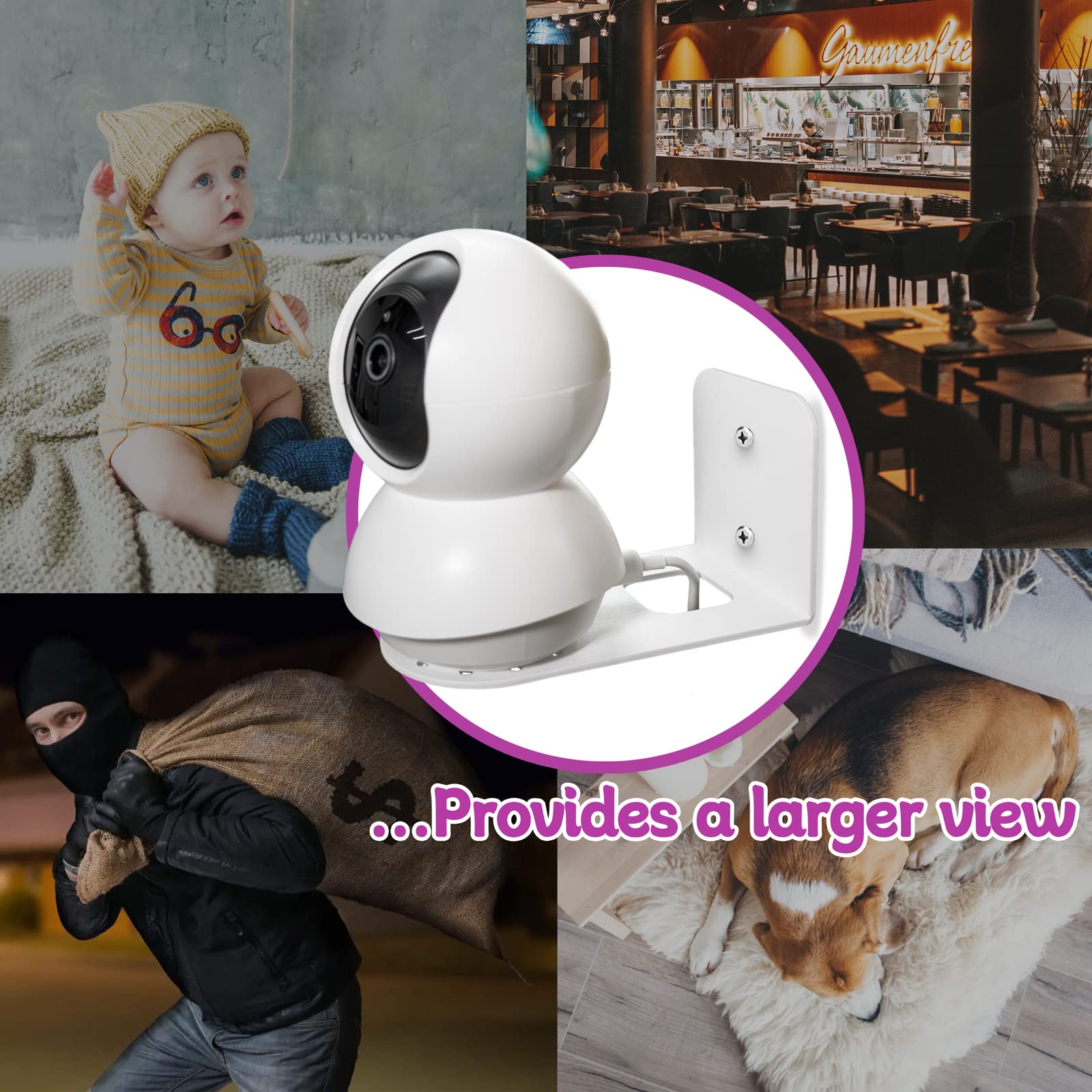 sciuU Soporte de Pared / Techos compatible con TP-Link Tapo Cámara Vigilancia, Placa de Metal Engrosado, Metálico Accesorios Soporte para Cámara Vigilancia Interior