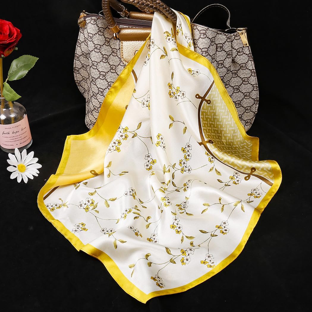 ANDANTINO 100% Mulberry Silk Scarf -21” Lightweight Square Neckerchief – Breathable Digital Printed Scarves with Gift Packed - Image 2