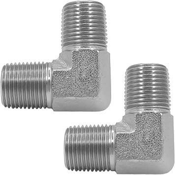 2-PACK 5500-08-08 Hydraulic Adapter Fitting 1/2"-14NPTF Male 1/2"-14NPTF Male 90Pipe Joints Elbow Carbon Steel