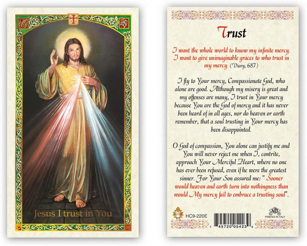 Gigi's Classy Kids Divine Mercy Trust Laminated Prayer Cards - Pack of 25