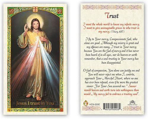 Gigi's Classy Kids Tarjetas de oración laminadas Divine Mercy Trust - Paquete de 25