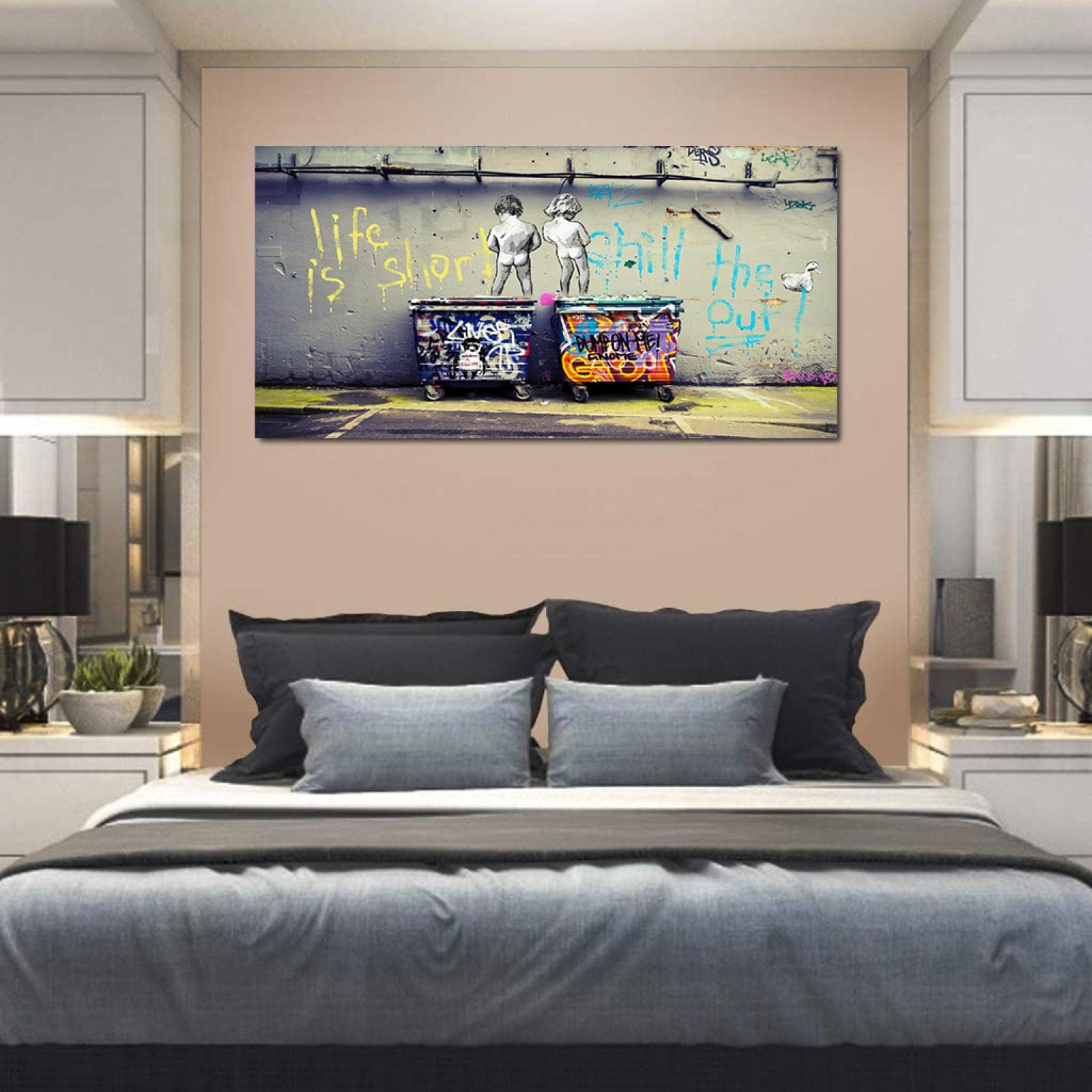 Banksy Graffiti Art lienzo abstracto pintura carteles e impresiones "Life Is Short Chill The Duck Out" pared lienzo arte decoración del hogar