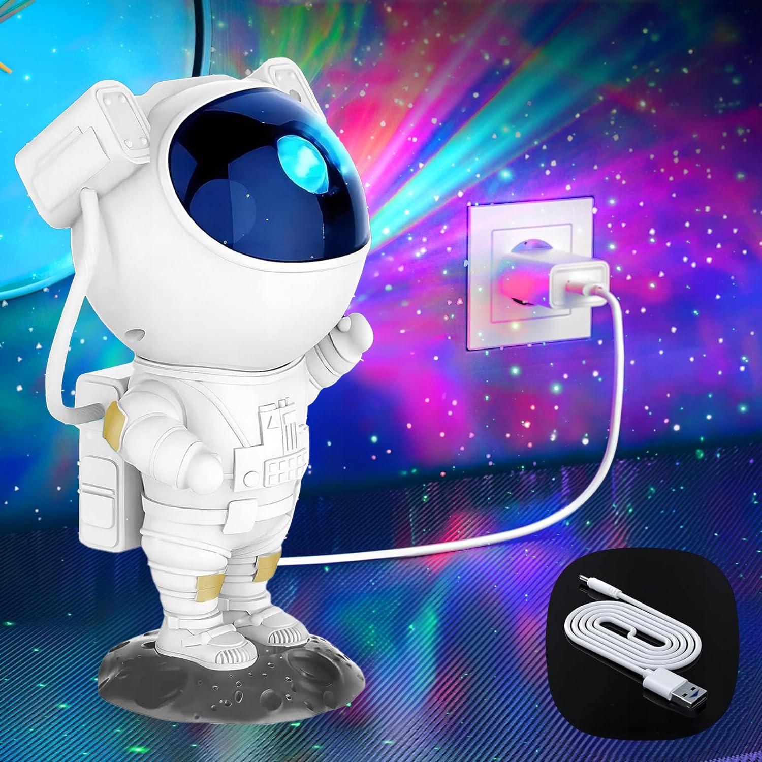 Galaxie Sternenhimmel Astronaut Projektor, Led Weltraum Nachthimmel Lichtprojektor Lampe Mit Timer & Fernbedienung, Sternenlicht Für Schlafzimmer Perfekt Geschenk für Kinder und Erwachsene (8086)