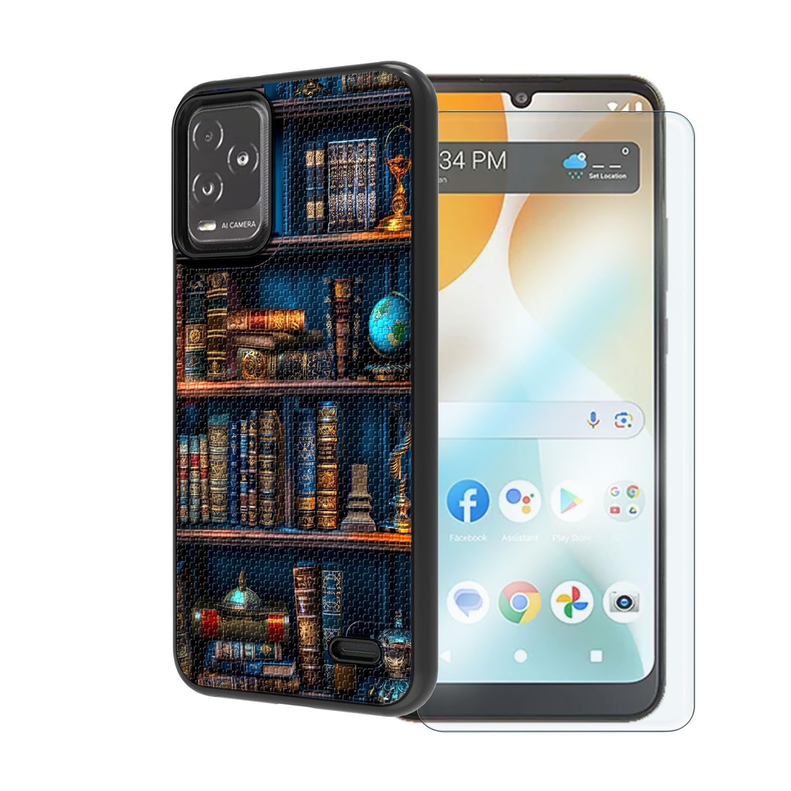 FXIANGWL for Blu View 5 Pro Phone Case with Screen Protector Wave Point Non-Slip Textured Equipped PC Hard Back Full Body Protection 4 Corners