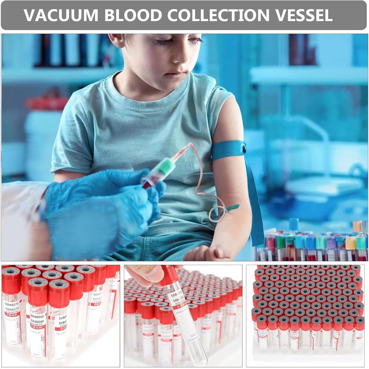 Tubos de Extracción de Sangre al Vacío, Tubos de Ensayo, Tubos de Extracción de Sangre para Laboratorio, Material Pet, para Laboratorio y Centrifugación de Sangre Venosa,10ml