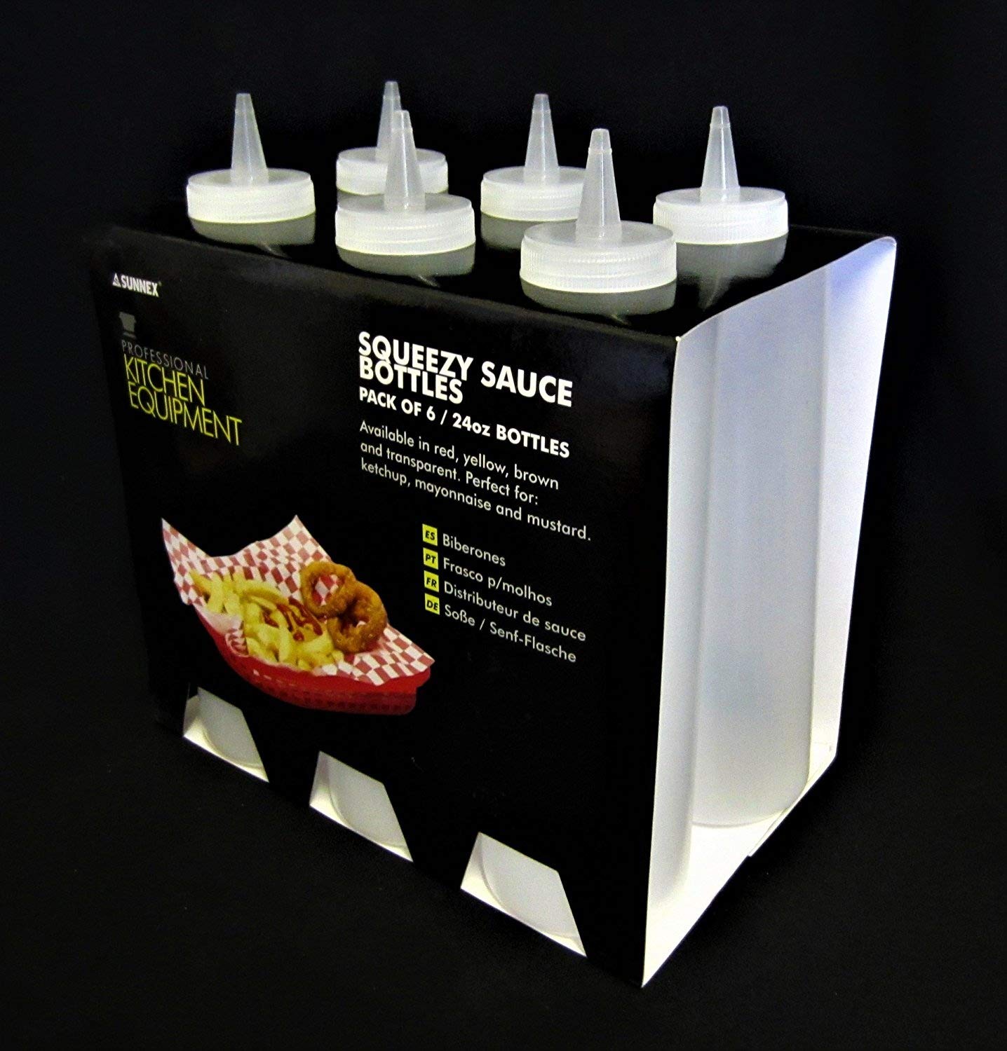 Kitchen Equipment Clear Pack Of 6 Sleeves Squeezy Sauce Bottles 225Ml / 8Oz