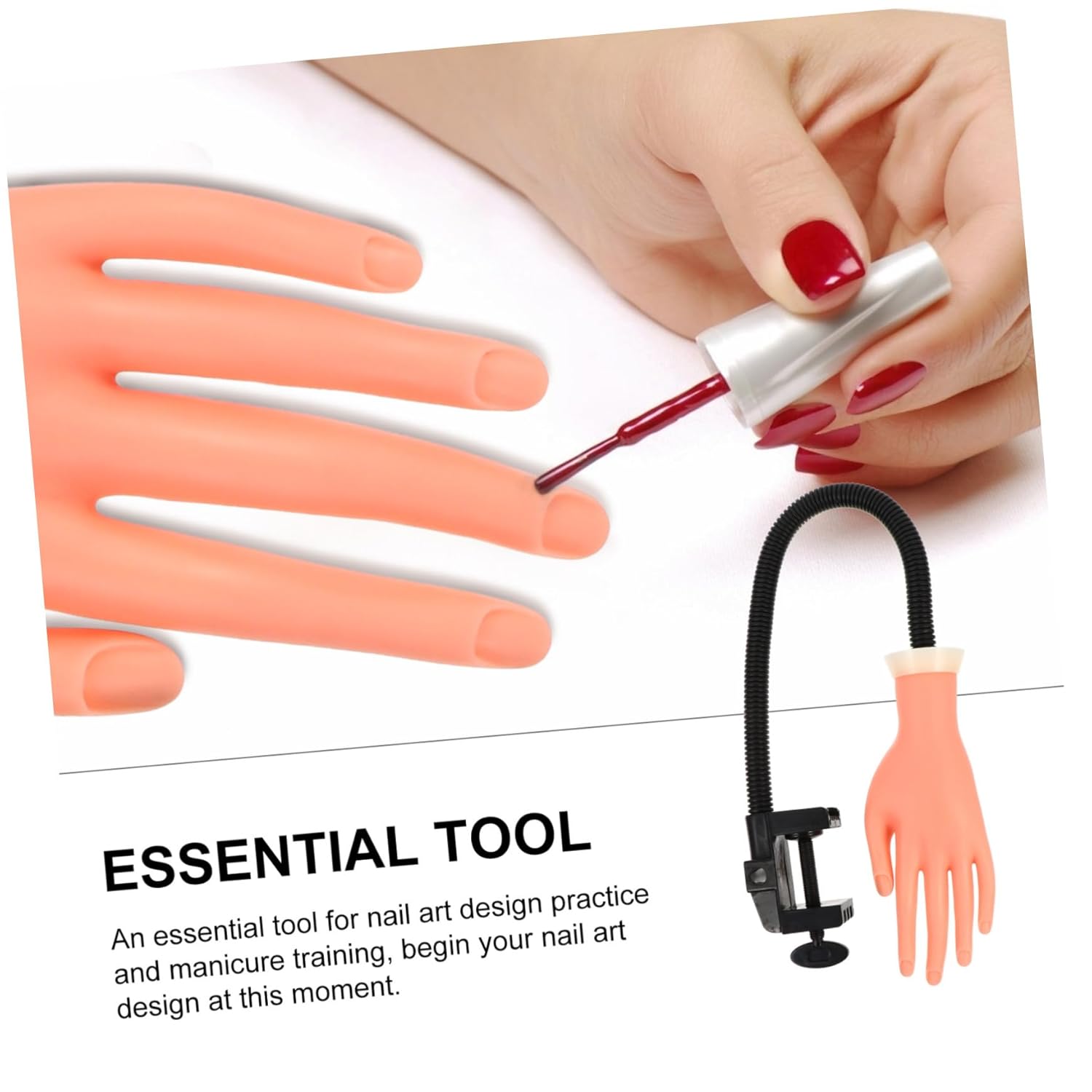 Movable Nail Practice Hand Model Arm for Manicure Art Flexible Fake Hand for Nail Technicians and Practice and Training