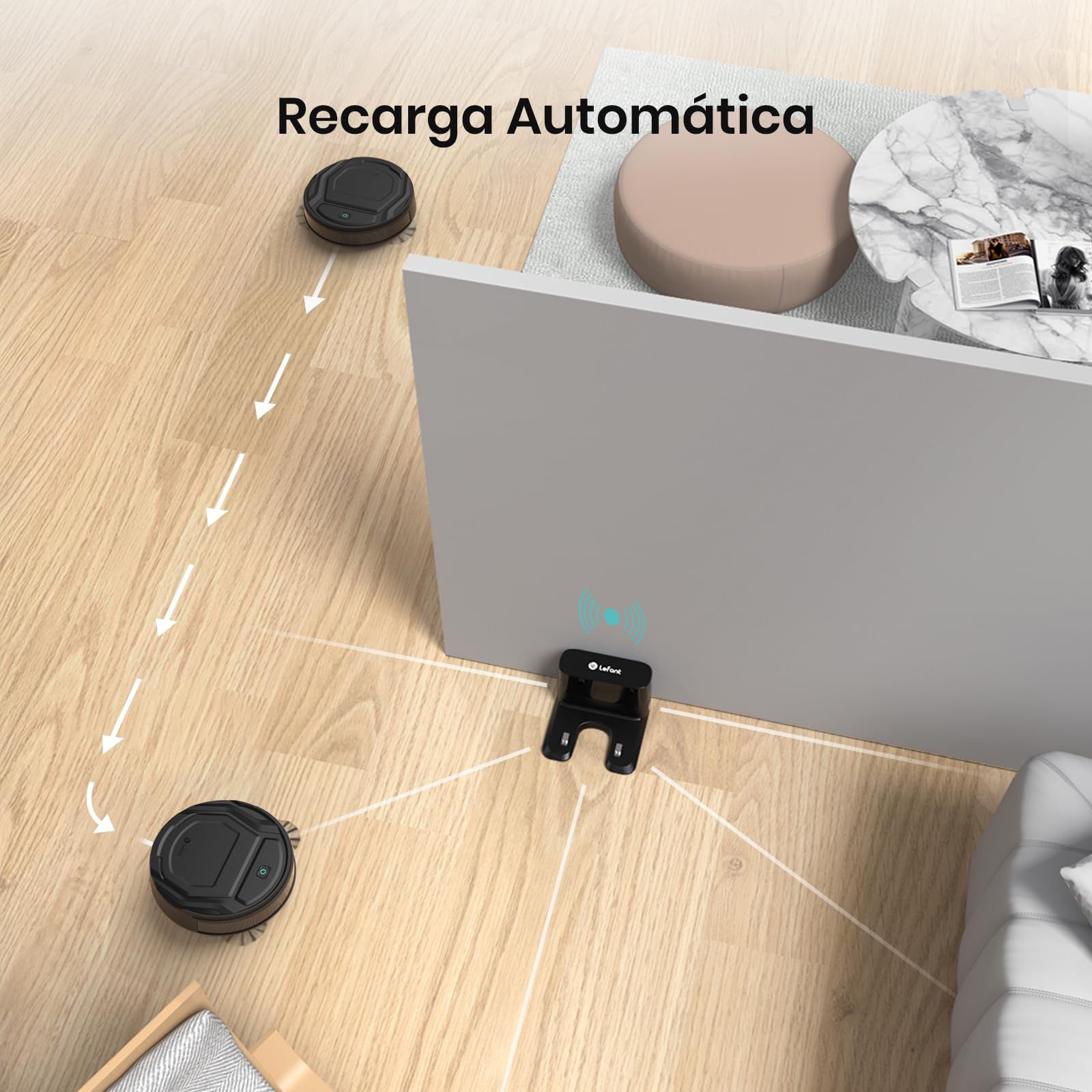 Lefant Robot Aspirador 2200Pa, Aspirador Robot Autonomía de 120 Min, WiFi/App/Alexa, Sensor de Anticolisión/Caída Navegación Inteligente, Delgado y Silencioso, 6 Modos de Limpieza M210 Pro