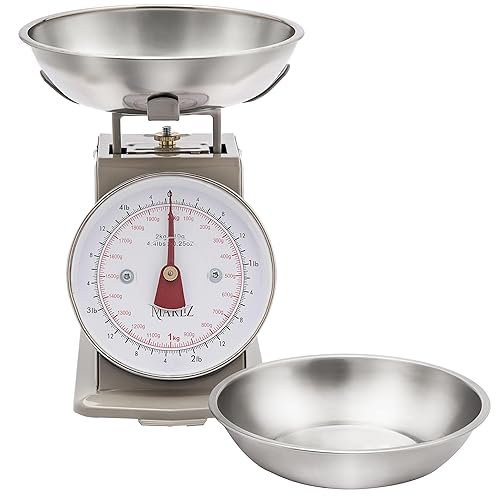 Miniatura 6 de MARLIZ Báscula de Cocina Retro 4.4Lb4.4 lbs con 2 Cuencos  Esfera Mecánica  Diseño Vintage  Pesa para alimentos  Bascula de cocina