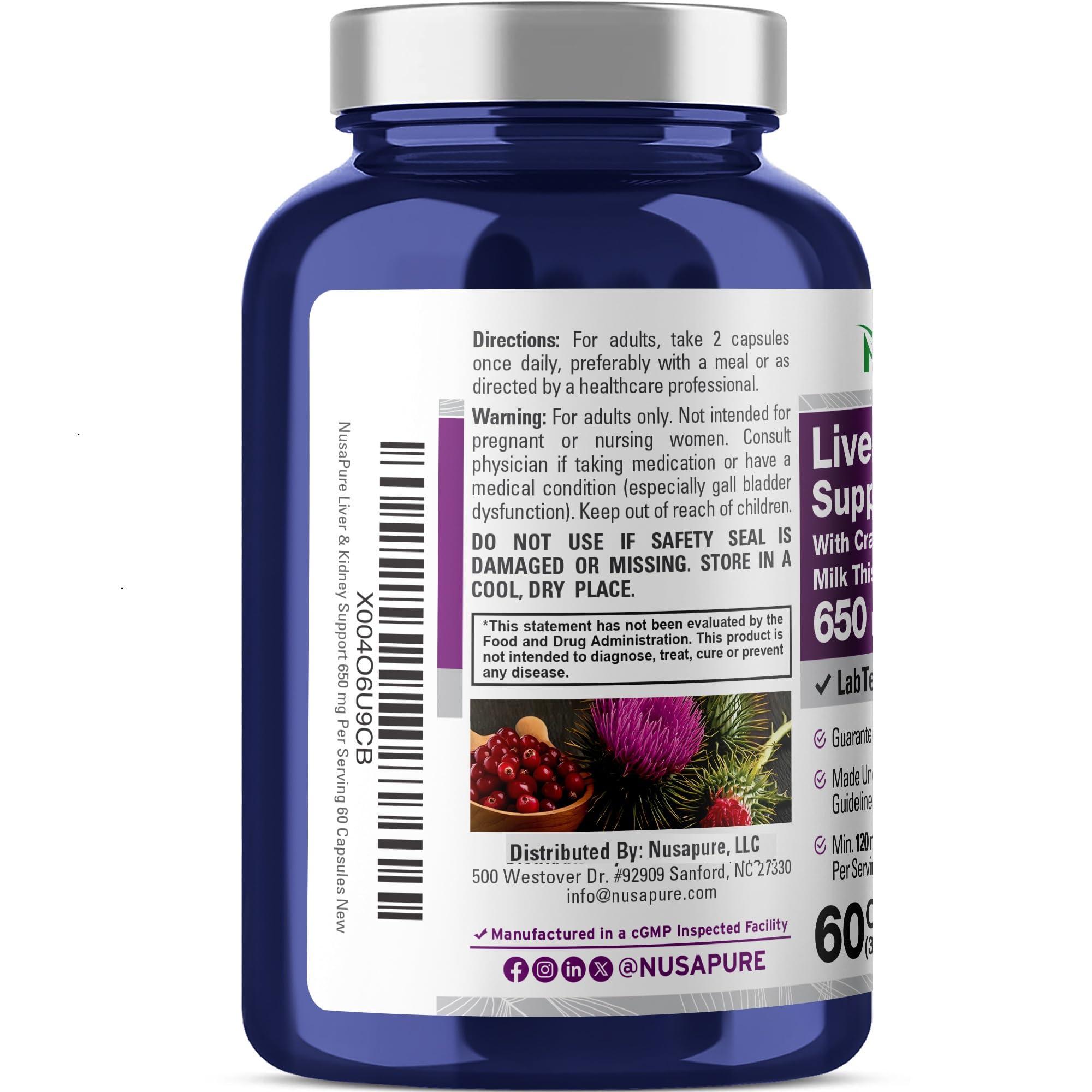 NusaPure Liver & Kidney Support, Soyfree, 650mg, 60 Capsules - 30 Servings — Amazon image 2