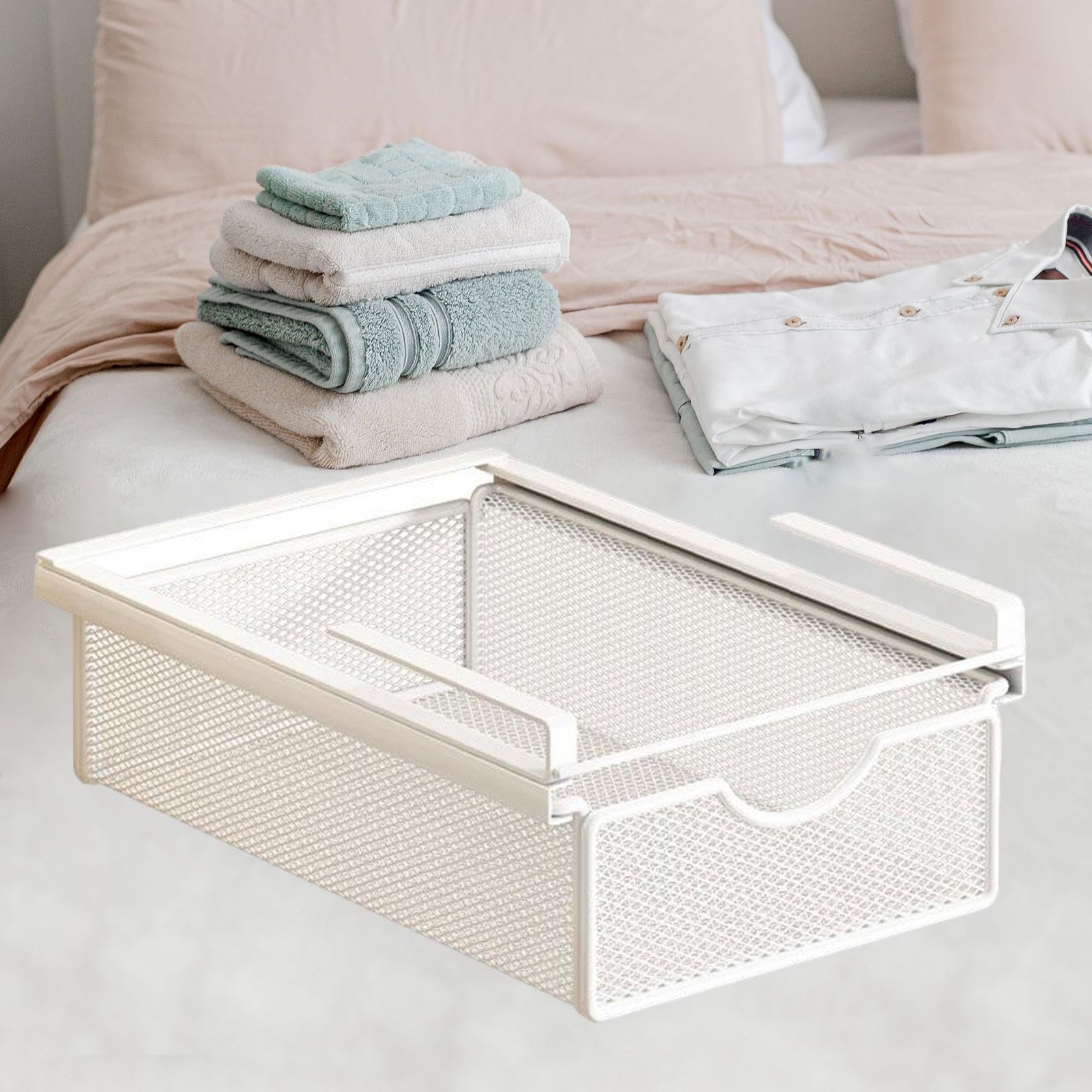 Under Shelf Storage Basket Rack Versatile Practical Pull Out Table Shelf Under Cabinet Hanging Basket for Home Kitchen, S Widen