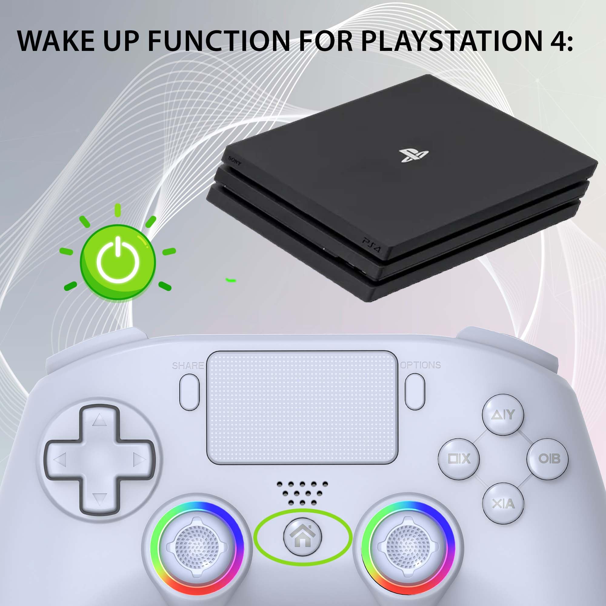 Subsonic - Mando inalámbrico para PS4 / Playstation 4 - mando con LED, vibración y toma para auriculares de juego - Blanco
