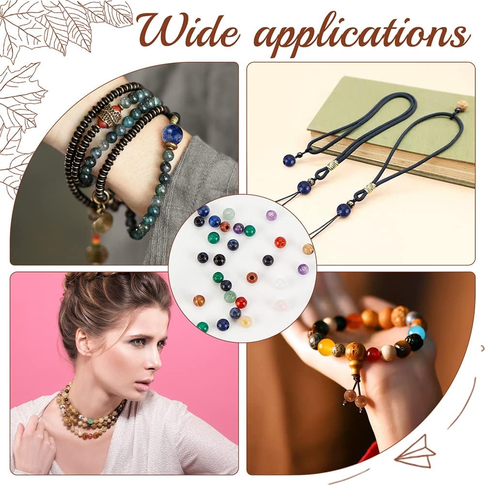 OLYCRAFT 50 Pcs 6mm Natural Stone Beads Random Round Loose Gemstones 2mm Hole Beads Assorted Large Hole Stones for DIY Necklace Charm Bracelet Jewelry Making - Image 7