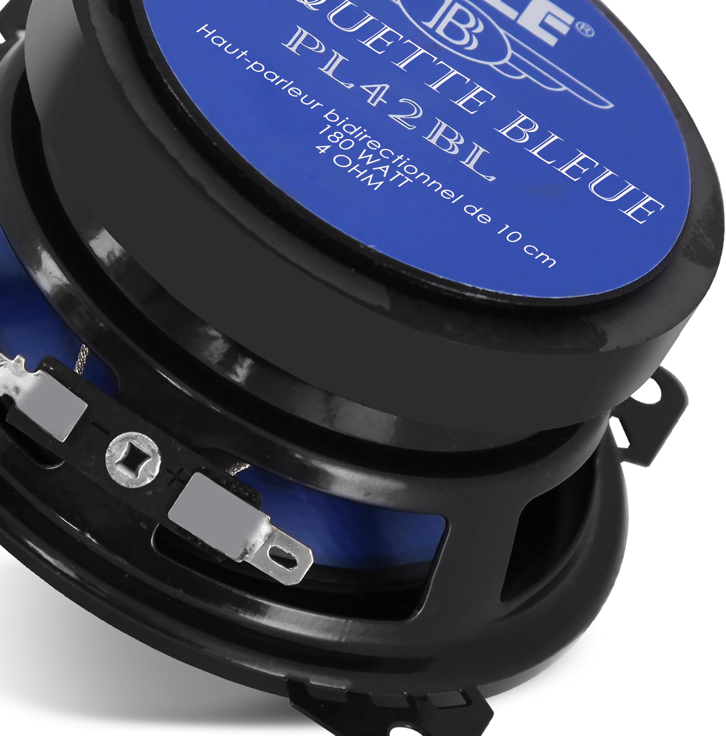 Pyle Haut Parleur Voiture 10 cm Paire 2 Voies 180W 4 Ohms – Cône Poly Injection Bleu Entourage Butyle Accessoires Inclus