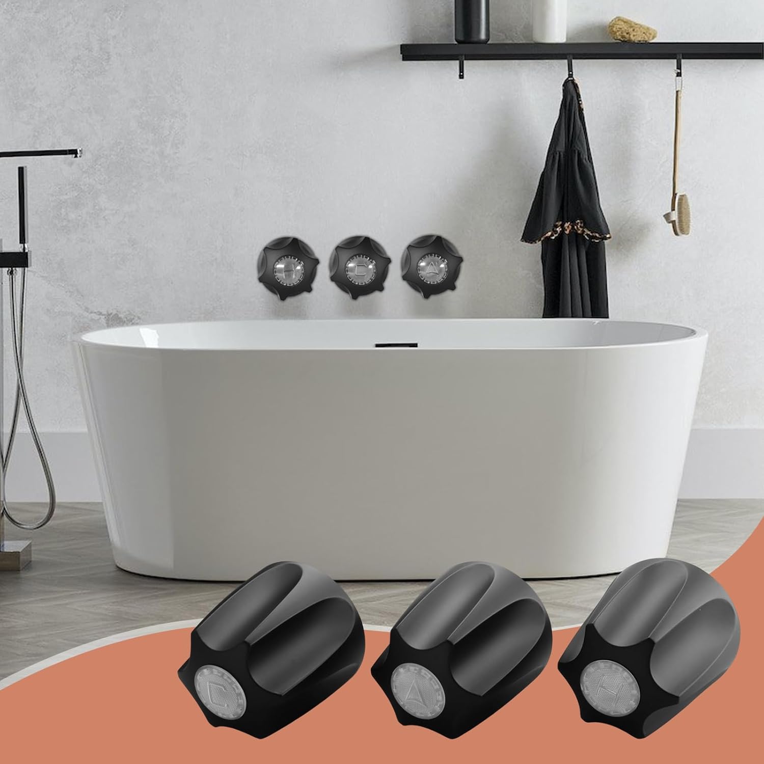 81428 Bathtub & Shower Knobs 3 Piece Replacement Kit for Price Pfister Shower Handle,Tub/Shower Handle Compatible with Gerber, Danco Shower Handle Replacement/Restoration,Matte Black