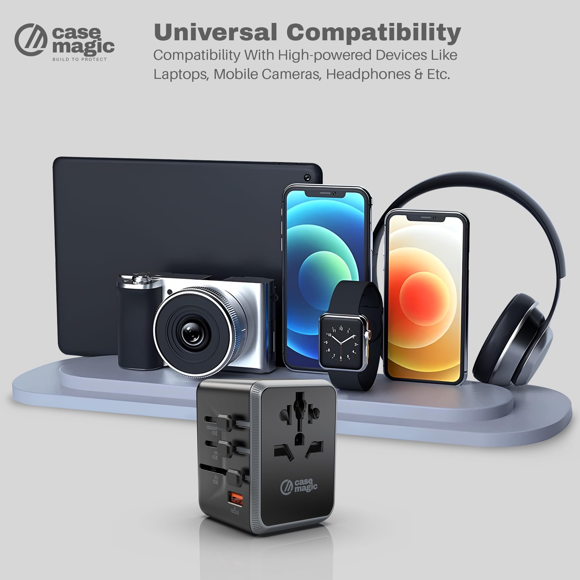 Case-Magic Universal Travel Adapter International, All in One 35W GaN Fast Charger, 4 USB-C and QC3.0 USB-A Ports for 5 Devices | Worldwide Plug for USA UK EU AUS, 200 Plus Countries with Spare Fuse — Amazon image 6