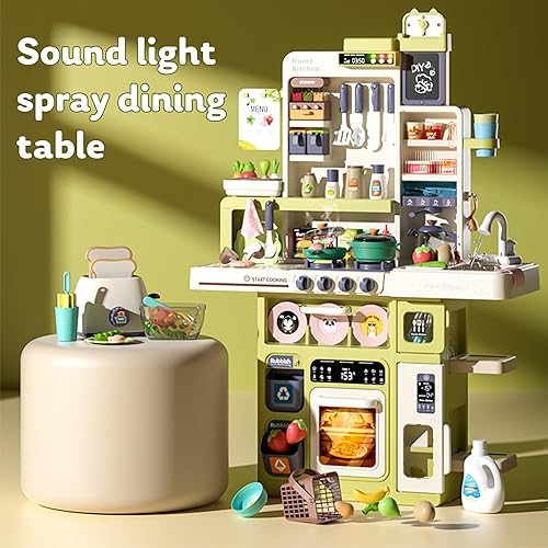 Miniatura 2 de Juego de 101 piezas de cocina para niños, juego de cocina para niños pequeños con estufa de sonido, luces, música, grifo, fregadero y comida de