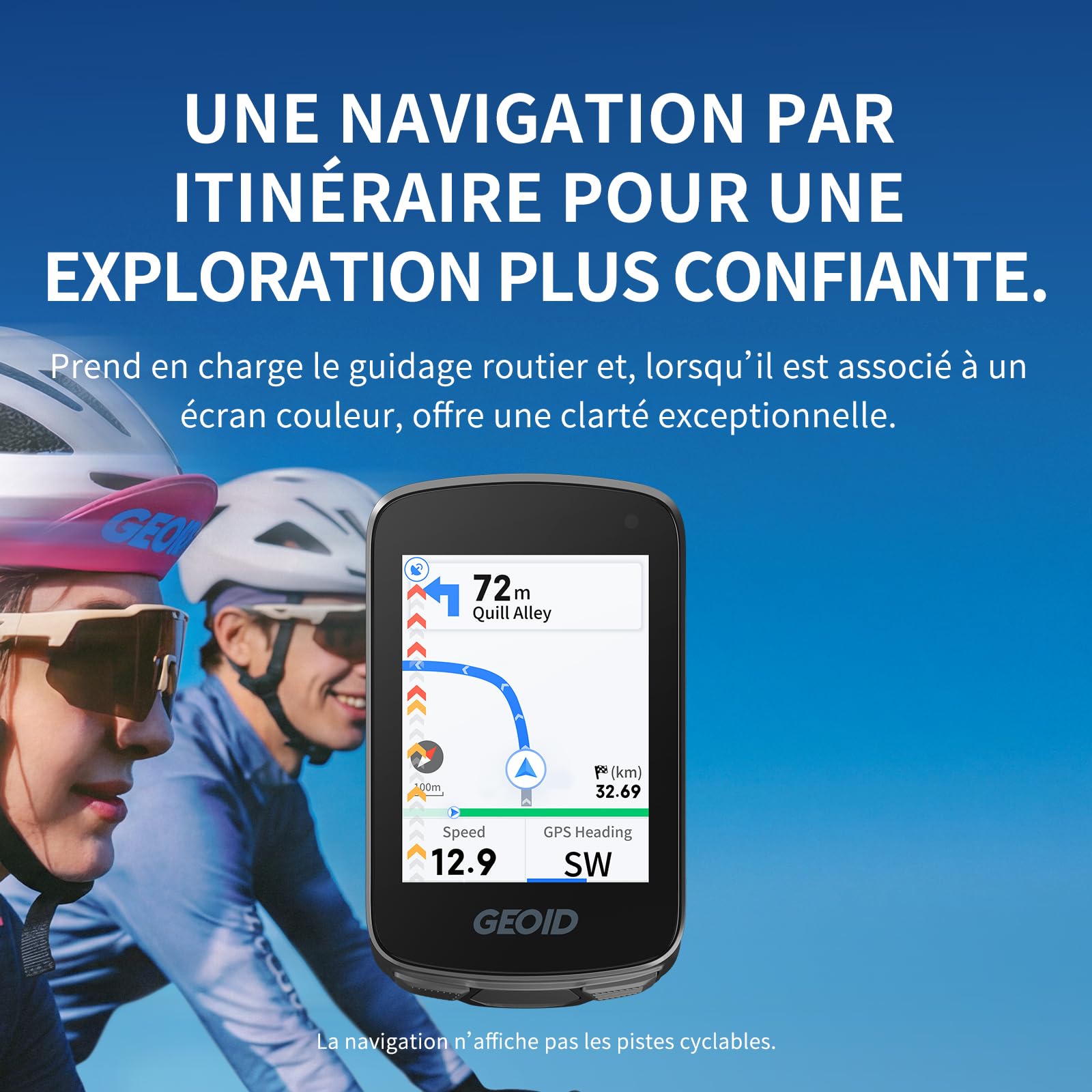 GEOID CC700 GPS Compteur Velo sans Fil avec Grand Écran Couleur 2,8 Pouces – Compteur Vélo GPS avec Navigation par Itinéraire, Ant+ & Bluetooth, IPX7 Étanche, Autonomie 15-25H