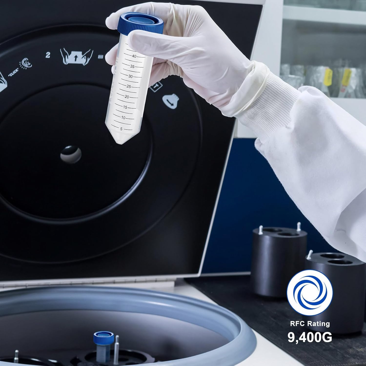 50ml Conical Tubes, Polypropylene Centrifuge Tubes, Rack Packaged Test Tubes, Plug-Seal Screw Caps Assembled, Clear Container with Graduated and Write-on Spot, 500/Case