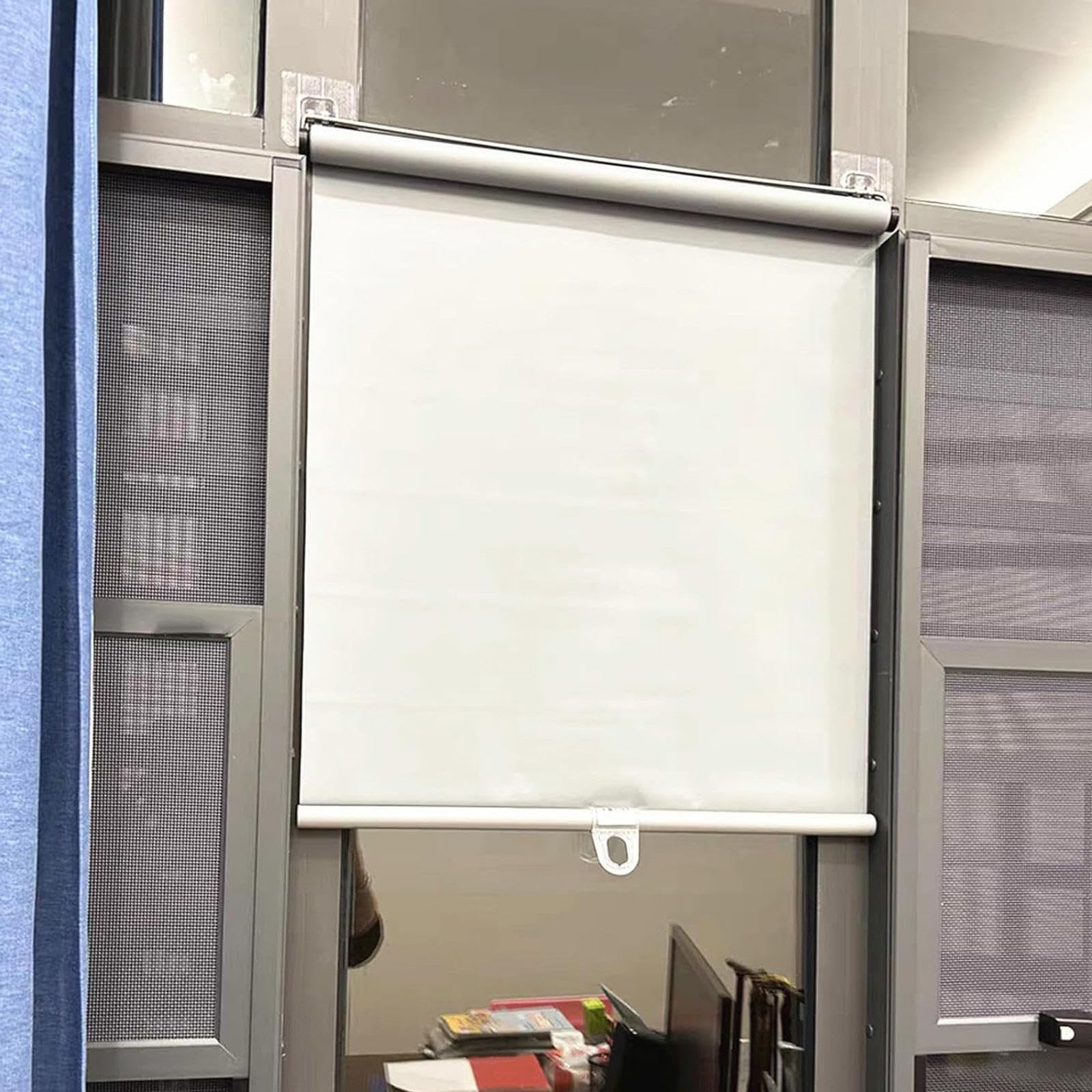 Estor enrollable retráctil – Control de luz ajustable con ventosa, aislamiento de privacidad, tratamiento para ventanas, 32 – 150 cm de ancho, uso doméstico y oficina, color blanco lechoso, 110 x 200