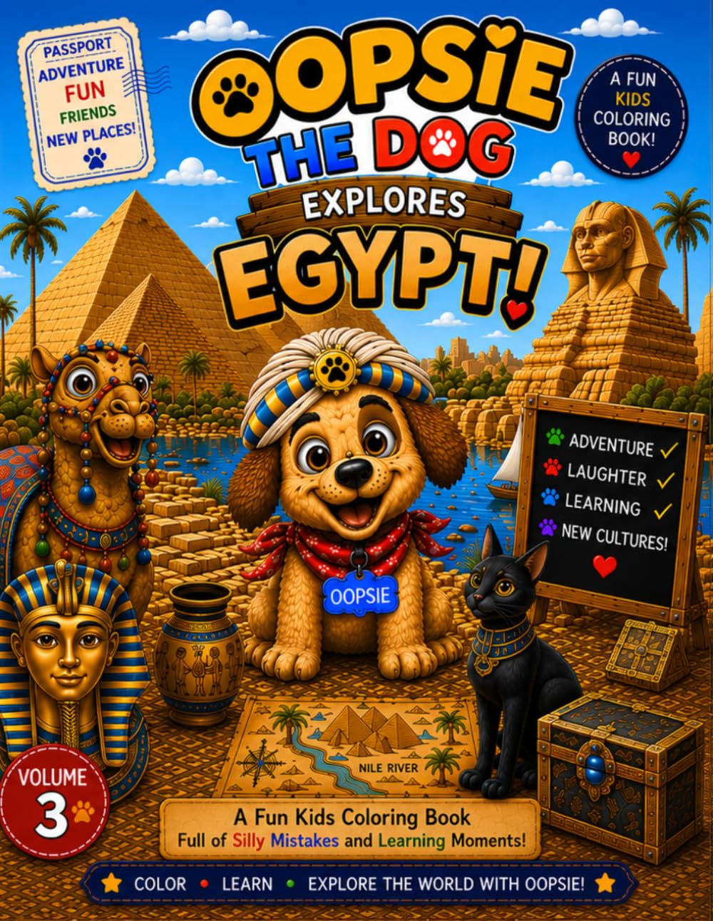 Oopsie the Dog Explores Egypt!: Silly Mistakes, Ancient Wonders, and Fun Coloring Adventures in Egypt (Oopsie the Dog Passport Adventures)
