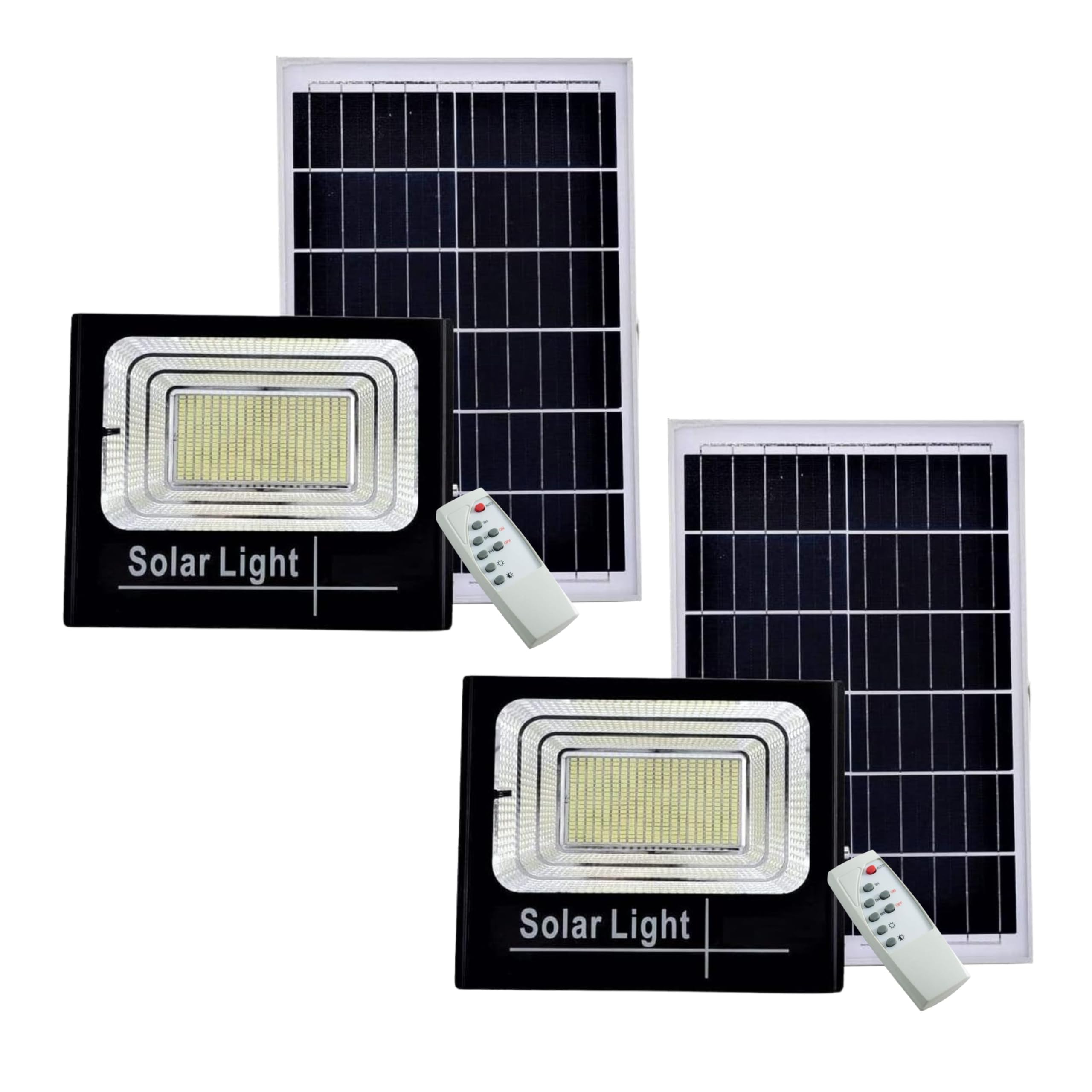 Yasta 2 Pezzi Faro LED 200W con Pannello Solare, Lampione Solare da Esterno Impermeabile IP65, Luce Solare per Giardino, Cortile, Garage, Telecomando Incluso.
