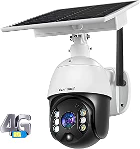 BOAVISION Wireless Security Camera Outdoor with Cellular 4G Network Solar Battery, Home Video Surveillance System, PIR Radar Motion Detection, Full-Color Night Vision 2-Way Audio, Pan Tilt, IP65 asin的图片