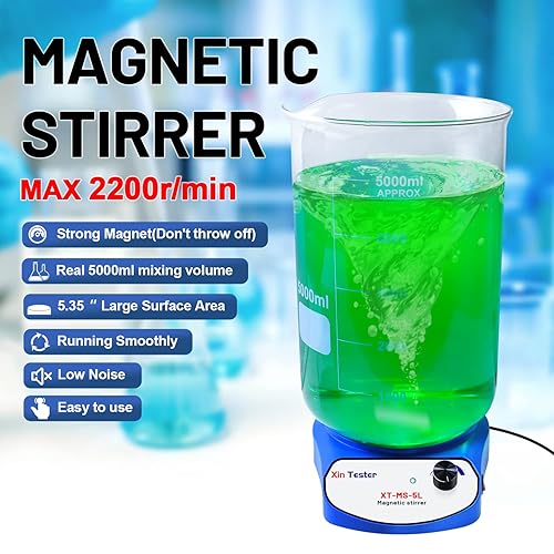 Miniatura 2 de Xin Tester Agitador magnético de 169.1 fl oz, mezclador magnético de acero inoxidable con barra de agitación, placa de agitación magnética para