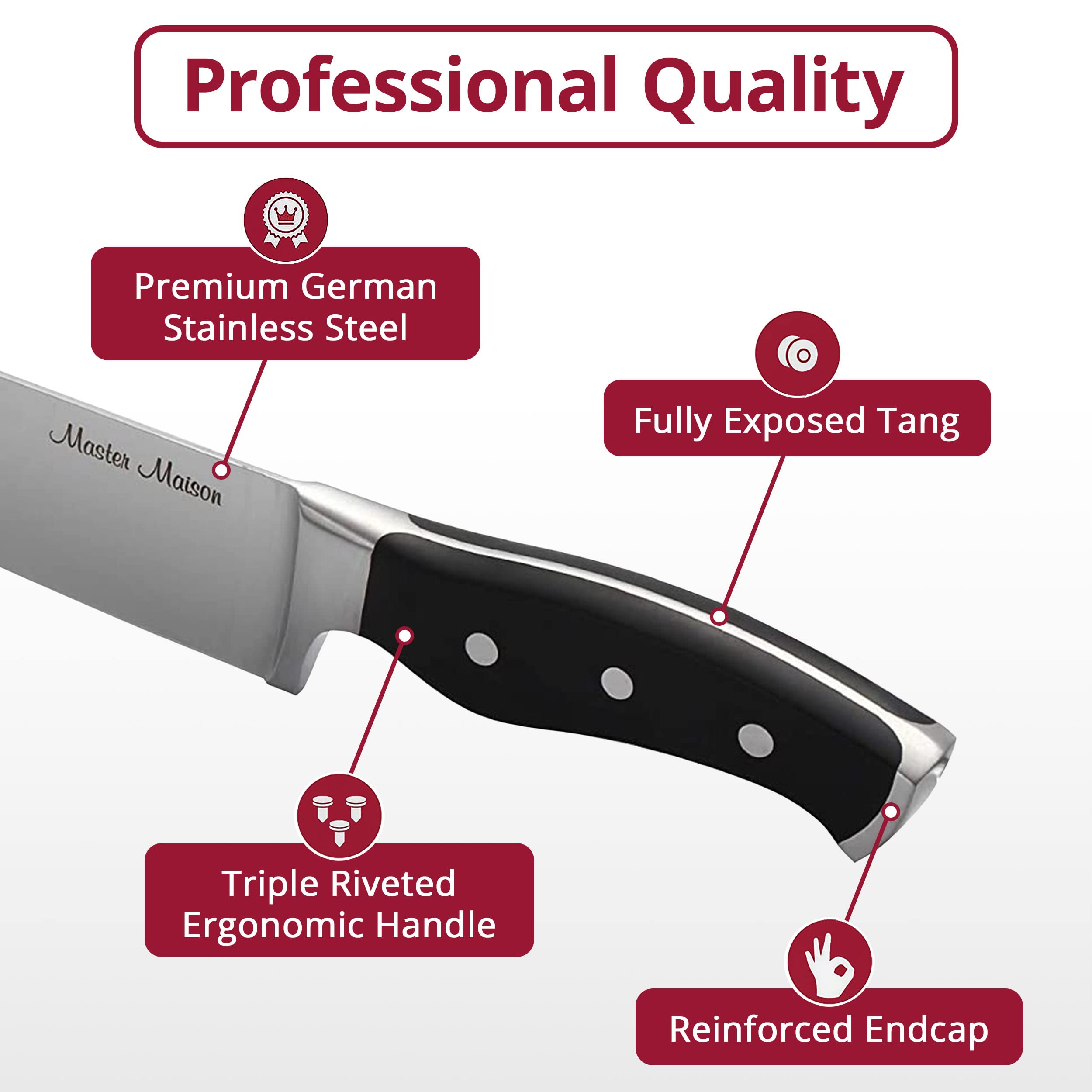 19Piece Premium Kitchen Knife Set With Knife Block Master Maison