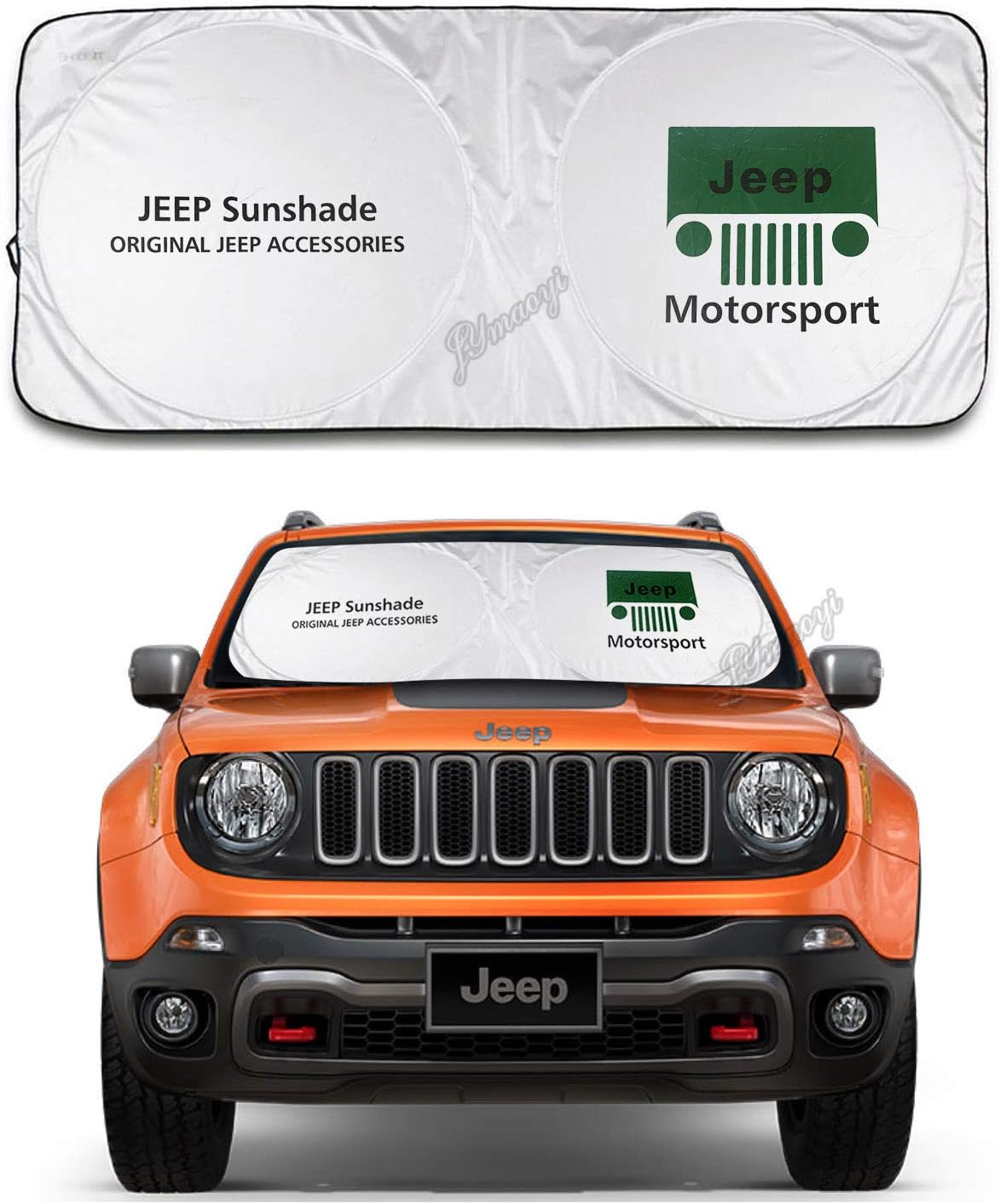 Amazon JYMAOYI ジープ サンシェード フロントガラス バイザーカバー カーウィンドウ サンシェード UV保護 カーウィンドウ