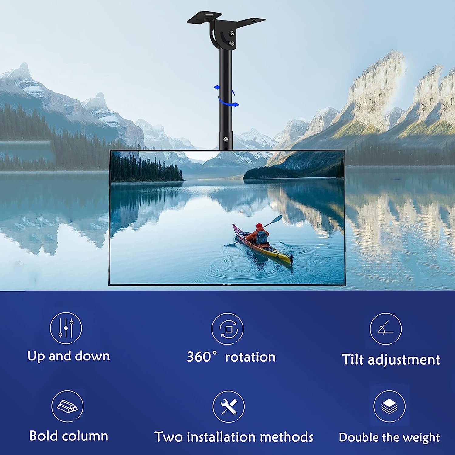 Staffa di montaggio per TV a soffitto con braccio regolabile in altezza per TV LCD a schermo piatto da 14 a 32 pollici