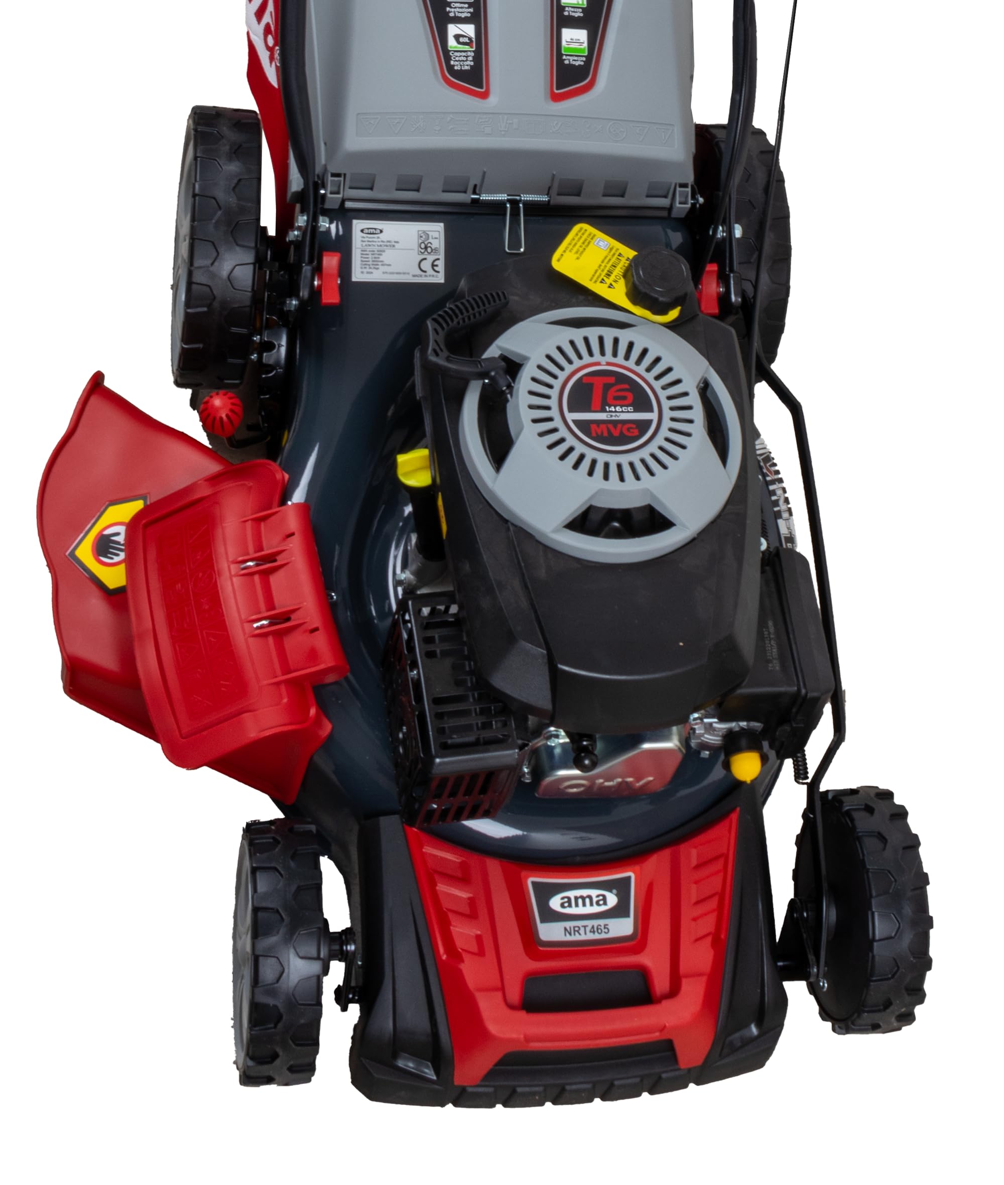 Ama Rasaerba a Trazione NRT 465 con Motore a Scoppio 146 cc – Funzioni 4 in 1, Ampiezza Taglio 46 cm, Ideale per Giardini fino a 1200 m²
