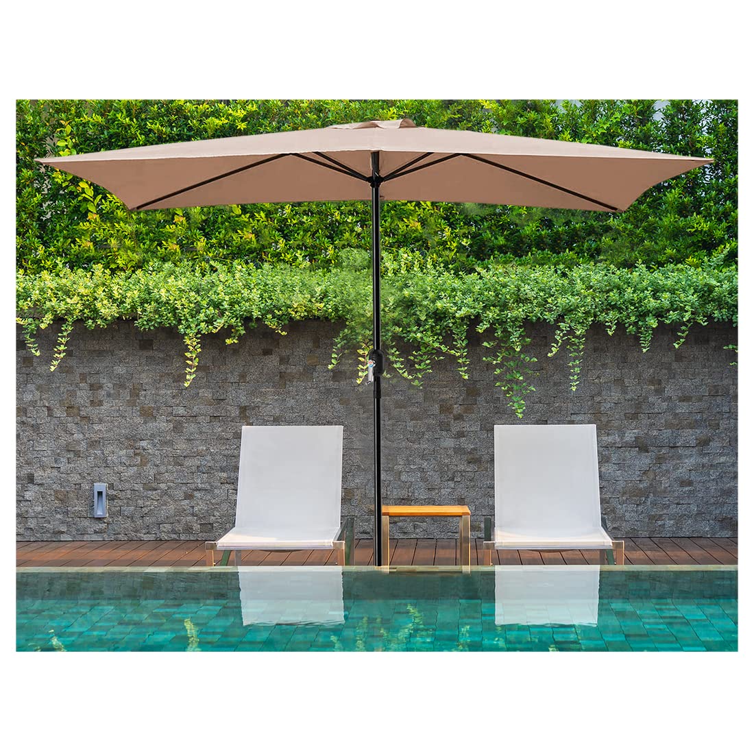 Acomoda Textil – Sombrilla de Jardín con Forro Anti UV 200x300cm. Parasol de Aluminio con Manivela, Toldo Rectangular para Patios y Terrazas (Beige)