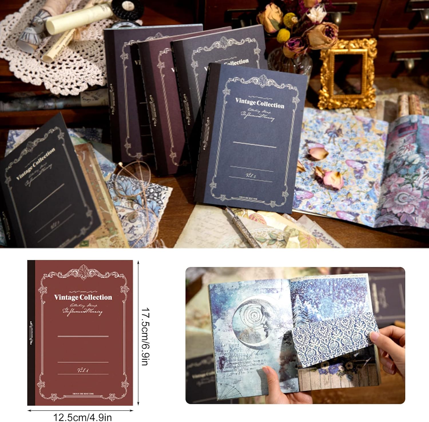 160 PCS Scrapbook Paper Book Vintage Scrapbooking Supplies Journaling Craft Kits Aesthetic Supplies for Journals Junk Supplies Room Decor : Arts, Crafts & Sewing