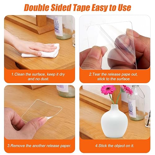 Miniatura 6 de BUSOHA 100 cintas de doble cara resistentes, cinta de montaje transparente sin perforaciones, cinta impermeable cortable y cinta de pared para el