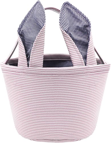 Lxitol Cestas de Pascua bolsas de orejas de conejo de Pascua, cubo de huevo de Pascua para niños (rosa), Rosado, 1 Unidad (Paquete de 1)