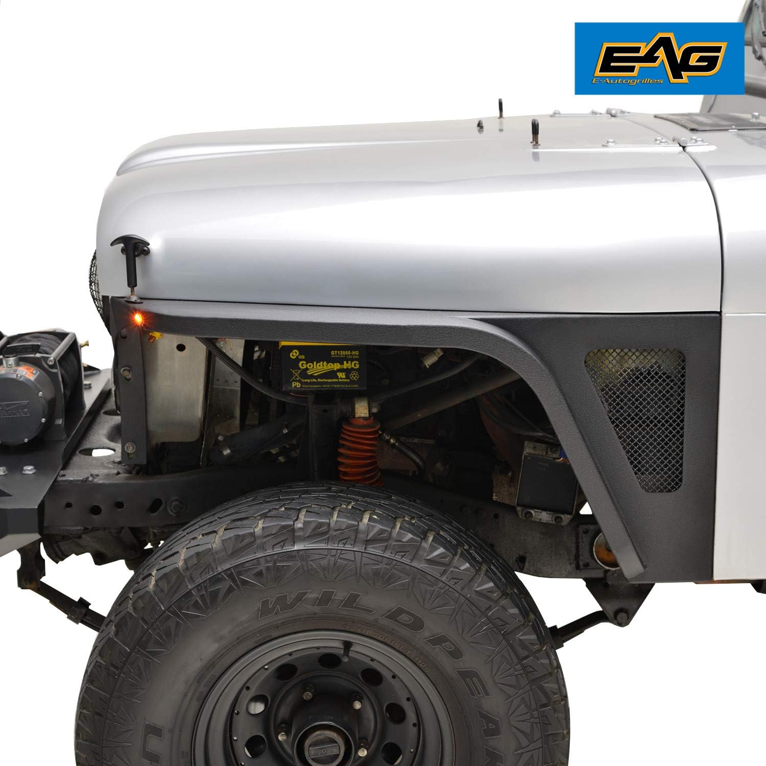 EAG Edge Front Fender with Flair and LED Eagle Lights Fit for 76-86 Wrangler CJ