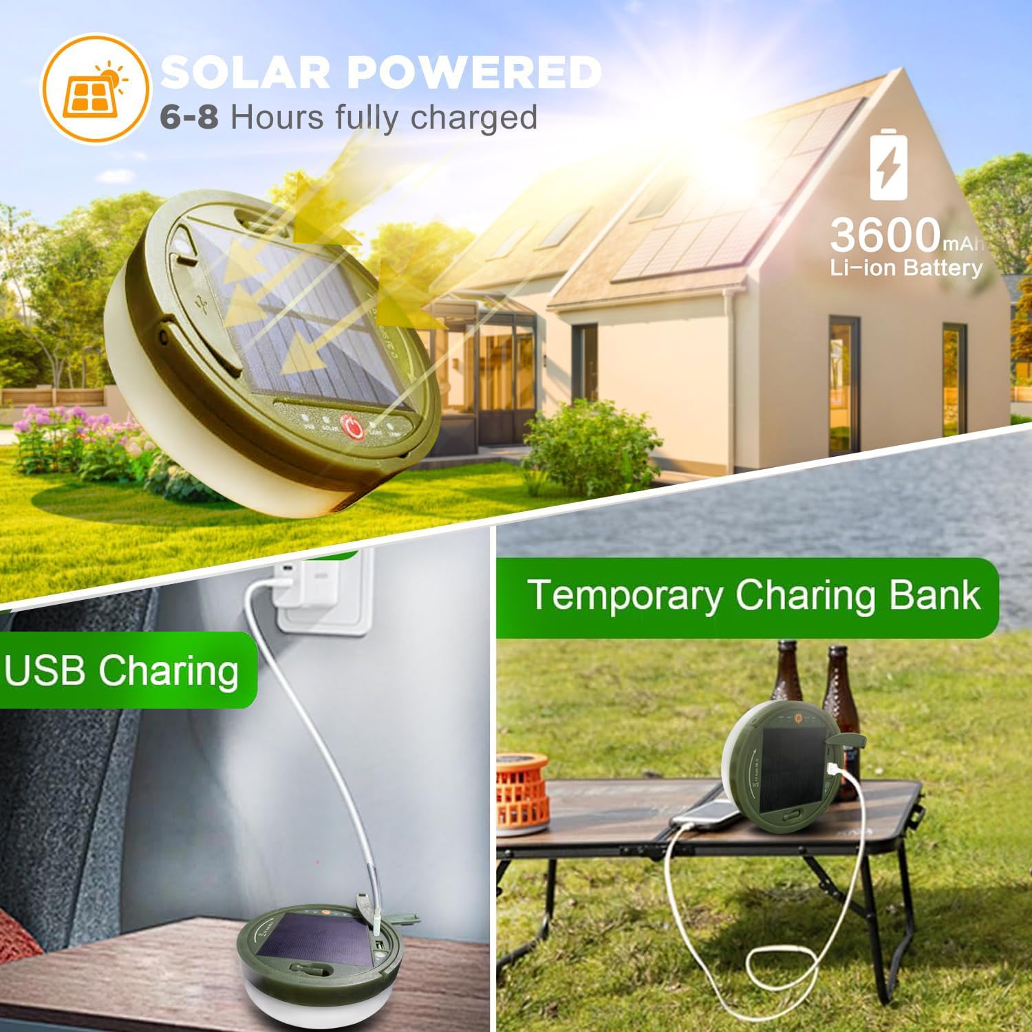 Solar Retractable Camping String Light Reel 39.4FT 120LED, Outdoor Portable Strip Fairy Lights with Timer & Remote Control - Image 4