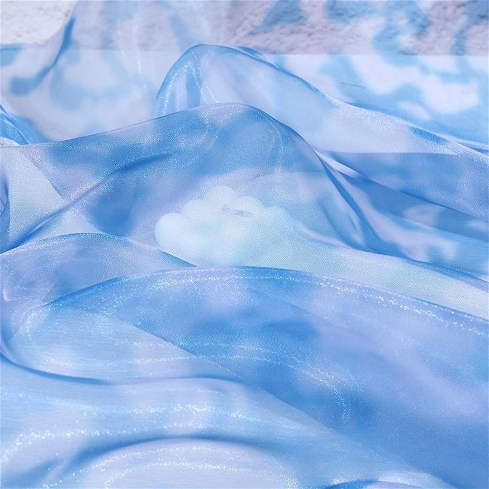 Tela de organza, encaje y voile iridiscente, Tela de organza con degradado brillo iridiscente, tul tejido 140cm, varios tamaños multicolores(Gradient-blue,200x140cm(2m))