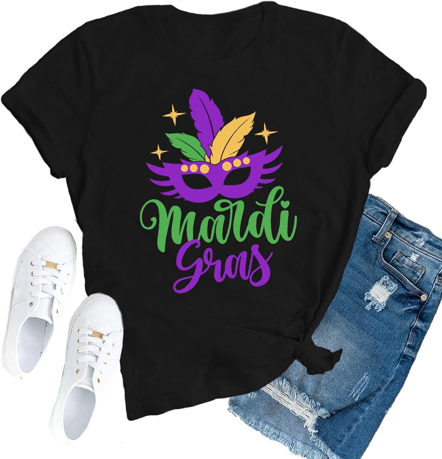 Mardi Gras Shirts for Women Mardi Carnival T-Shirt Fat Tuesday Tee Tops