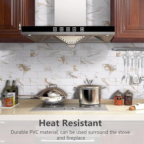 Miniatura 2 de STICKGOO 100 piezas de azulejos de pared de PVC de 3 x 6 pulgadas, para despegar y pegar, para cocina, baño, chimenea, cuarto de servicio