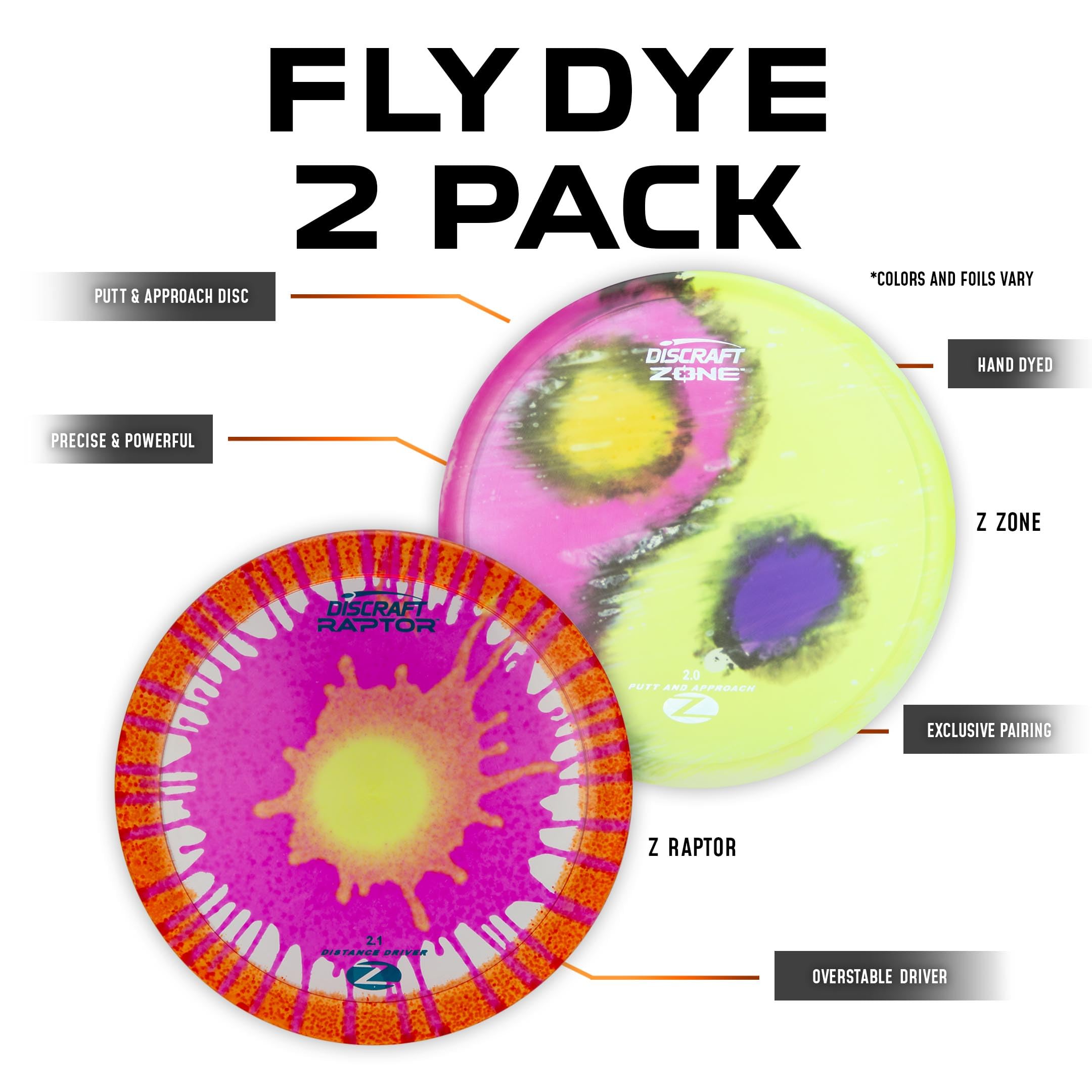 Discraft Z Fly-Dye - Confezione da 2 (Z Zone/Z Raptor)