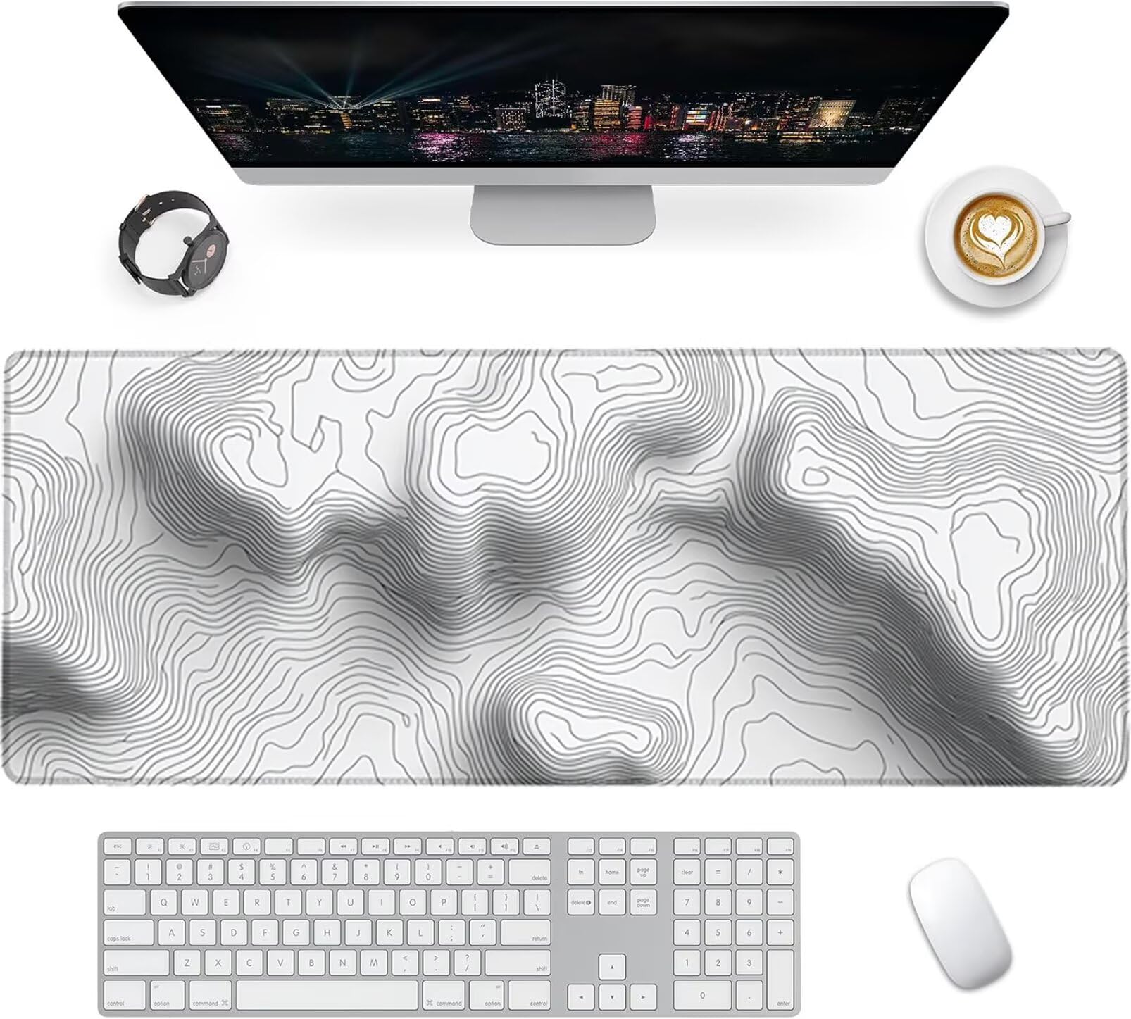 Lpfieonn Einfach Großes Schreibtischunterlage, XXL Schreibtischunterlagen, Weiß XXL Wasserdicht Gaming Mousepad mit Vernähter Rand und Rutschfeste Gummibasis, für Laptop/Hause/Büro 120x60cm PF-3881